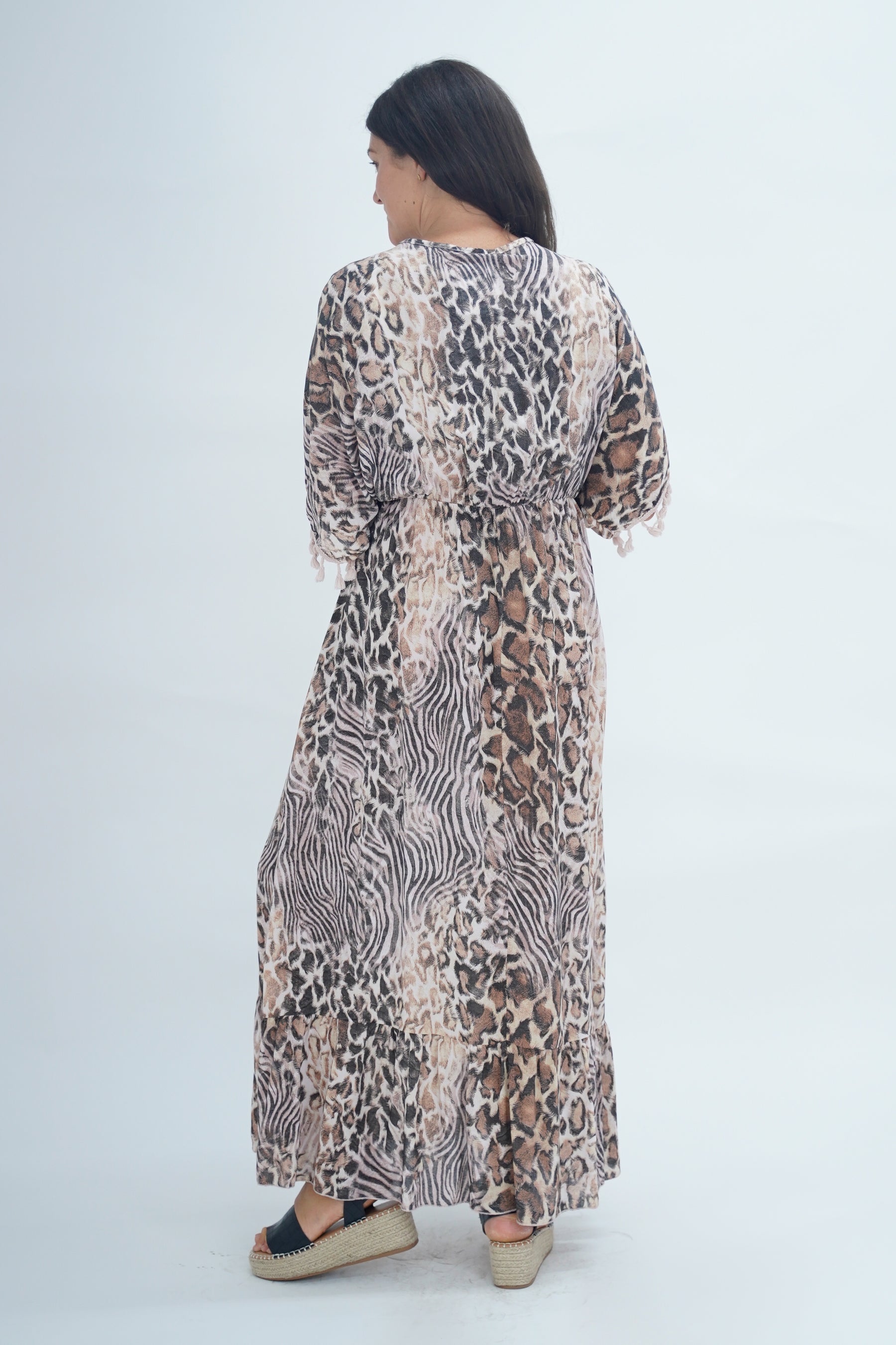Made In Italy Amalfi Animal Print Tie Detail Dress