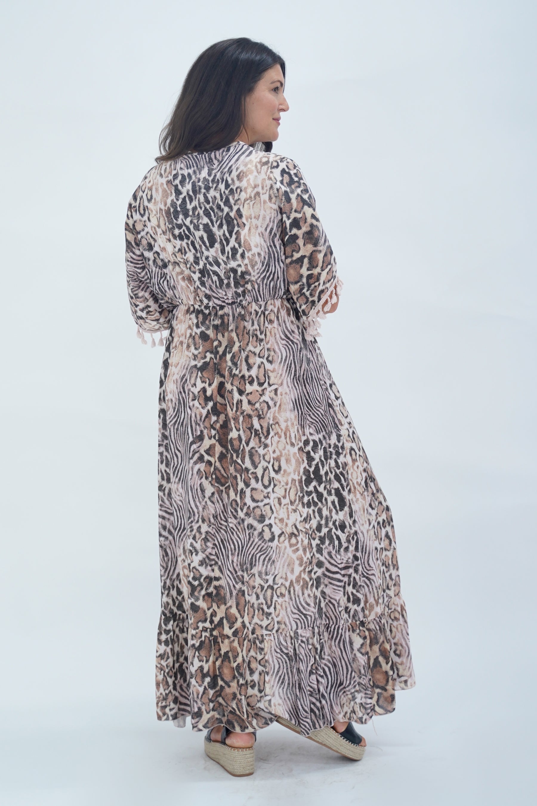 Made In Italy Amalfi Animal Print Tie Detail Dress