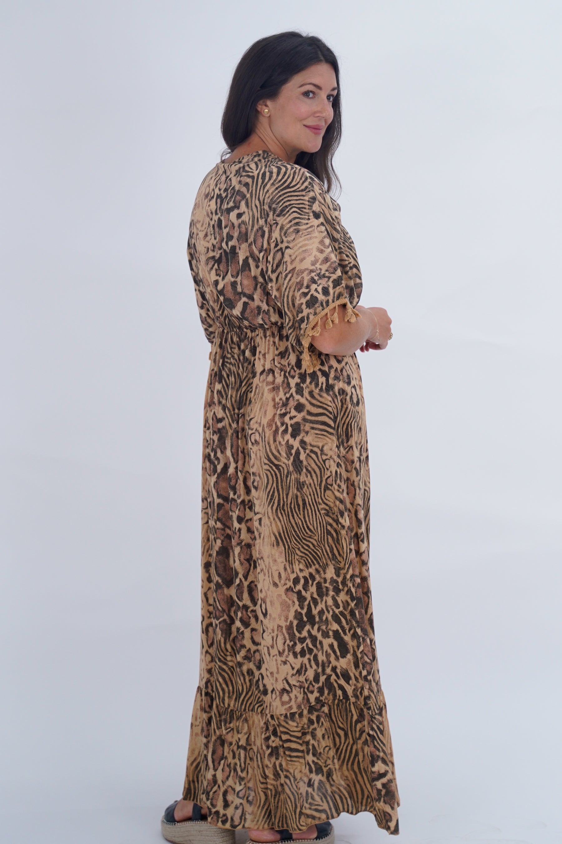 Made In Italy Amalfi Animal Print Tie Detail Dress