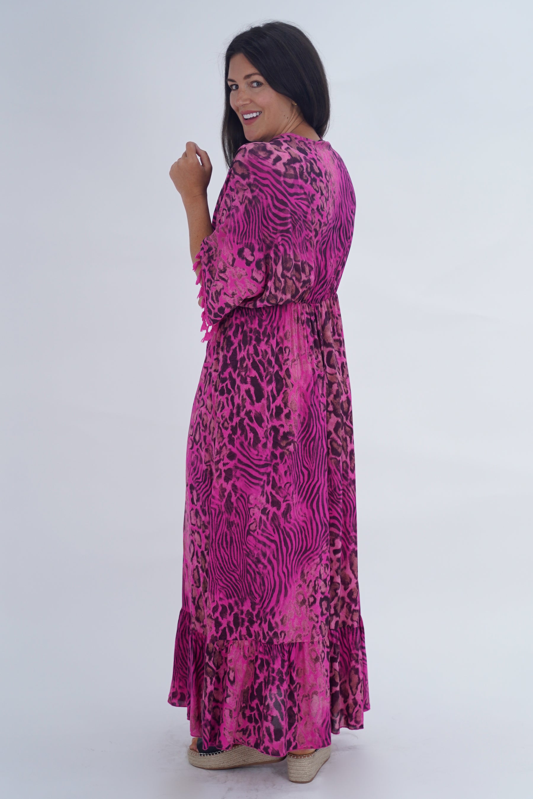 Made In Italy Amalfi Animal Print Tie Detail Dress