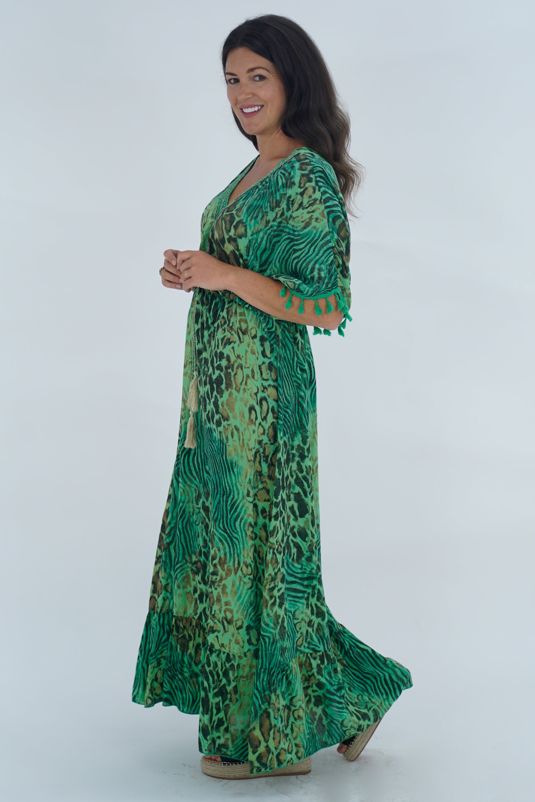 Made In Italy Amalfi Animal Print Tie Detail Dress