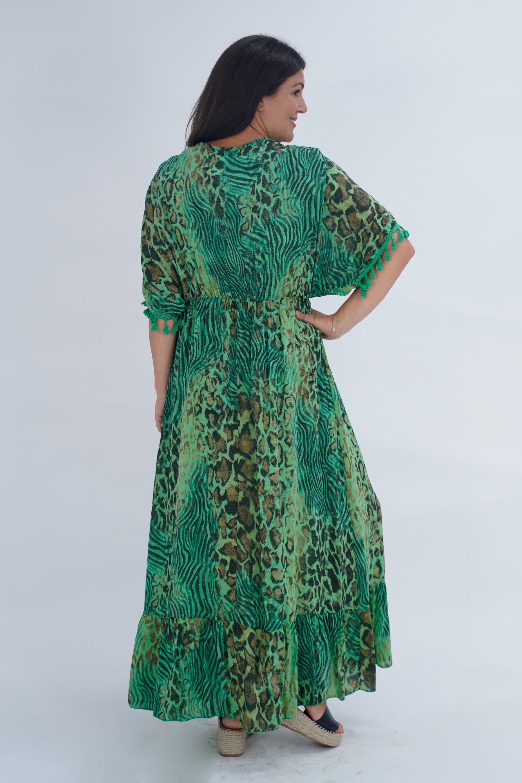 Made In Italy Amalfi Animal Print Tie Detail Dress