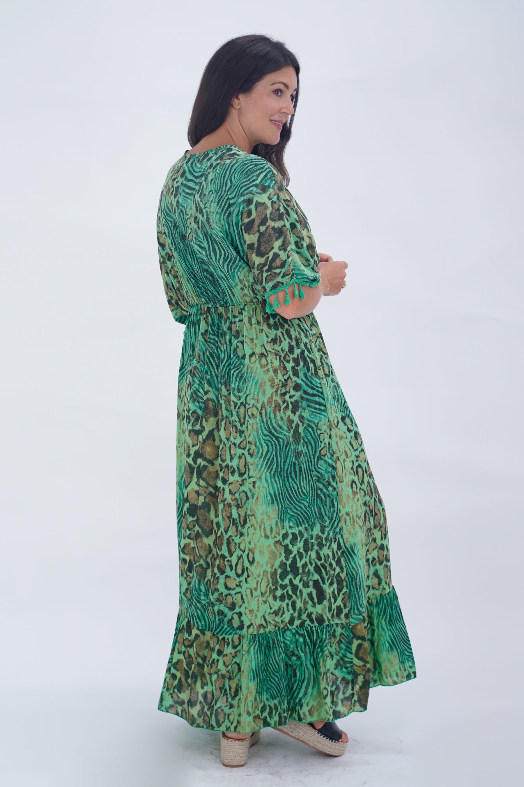 Made In Italy Amalfi Animal Print Tie Detail Dress