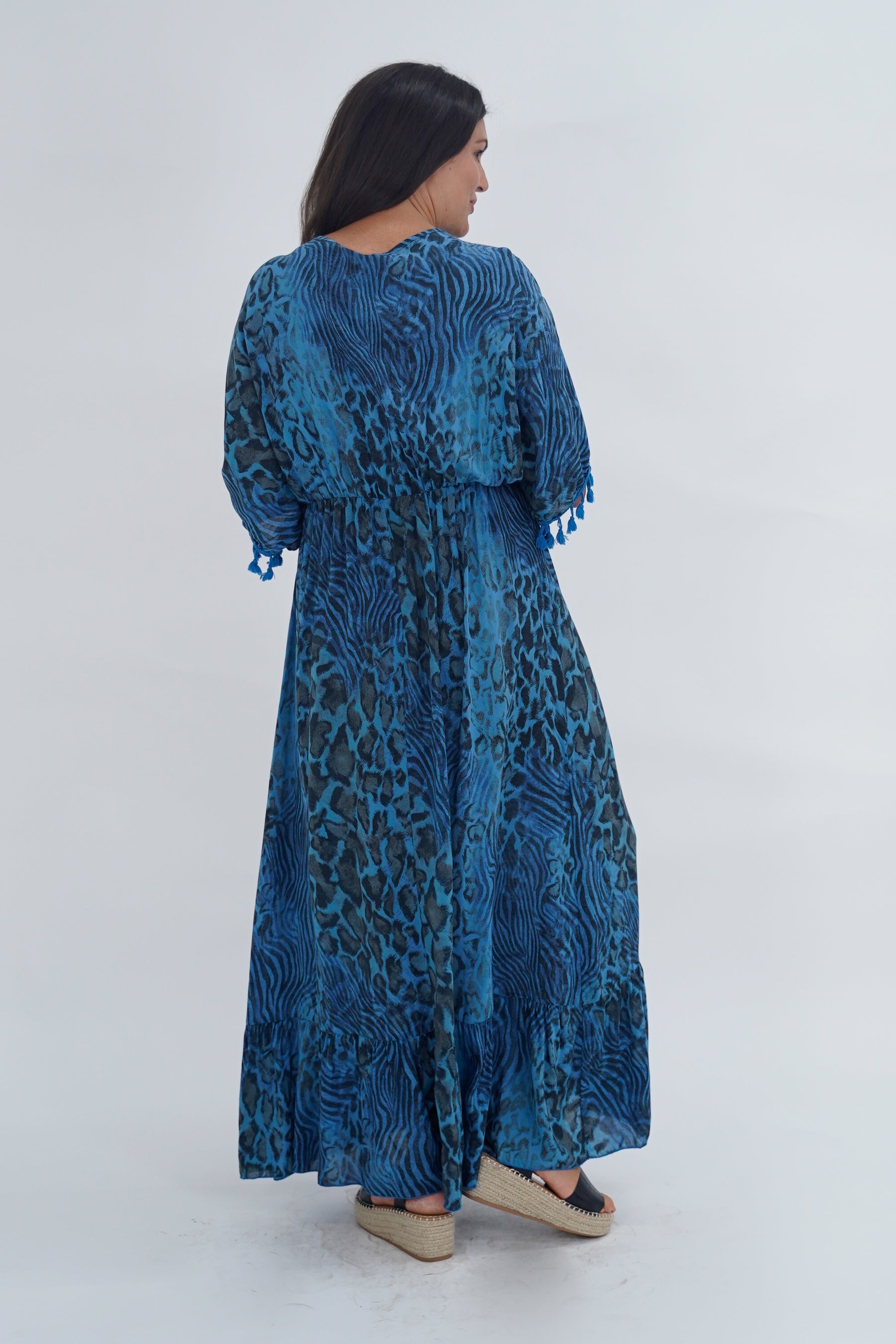 Made In Italy Amalfi Animal Print Tie Detail Dress