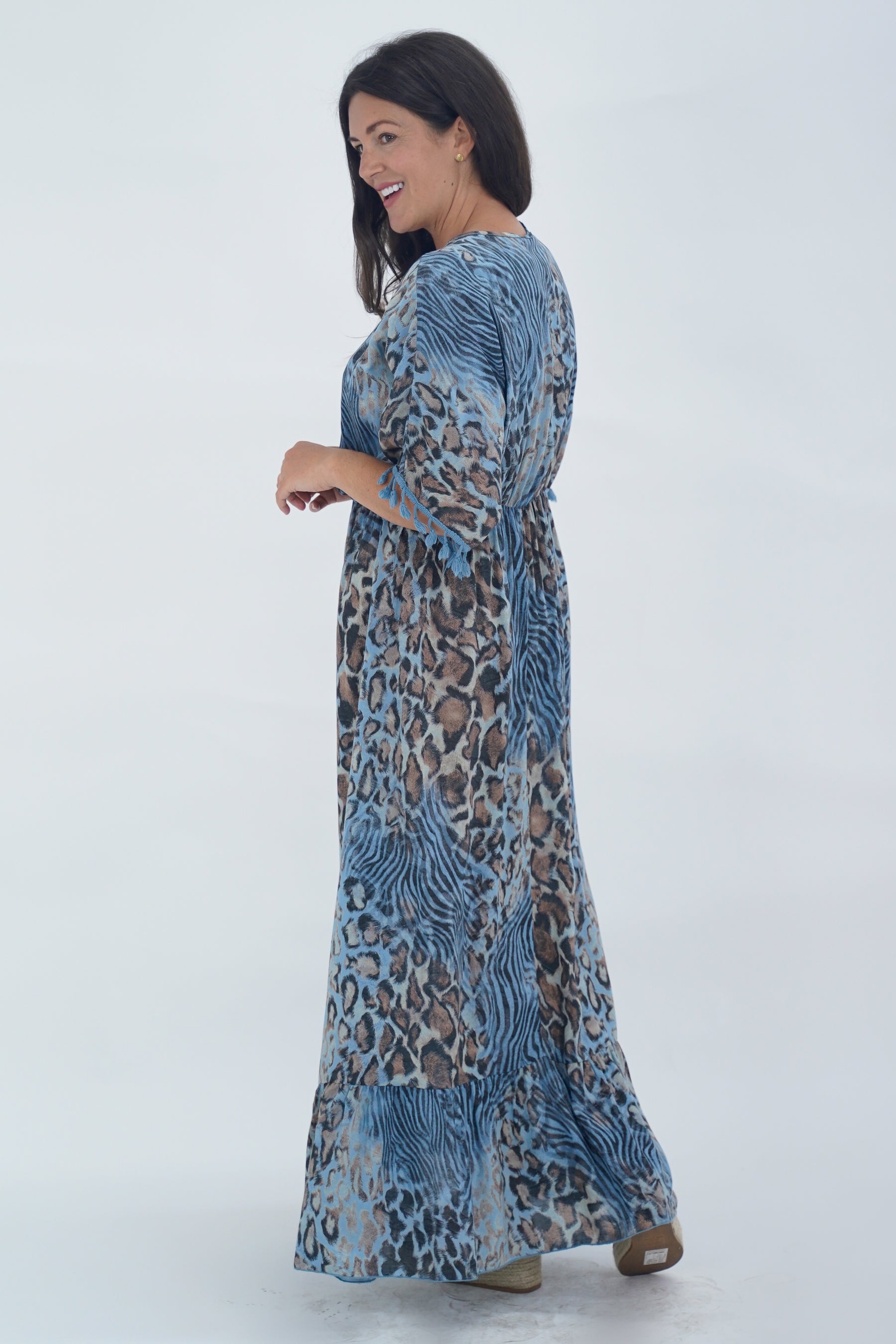 Made In Italy Amalfi Animal Print Tie Detail Dress