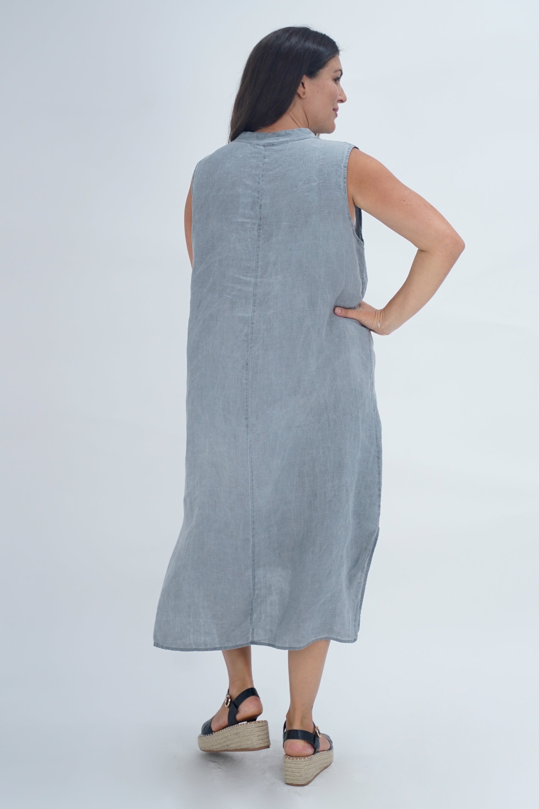 Made In Italy Esme Embroidered Linen Dress