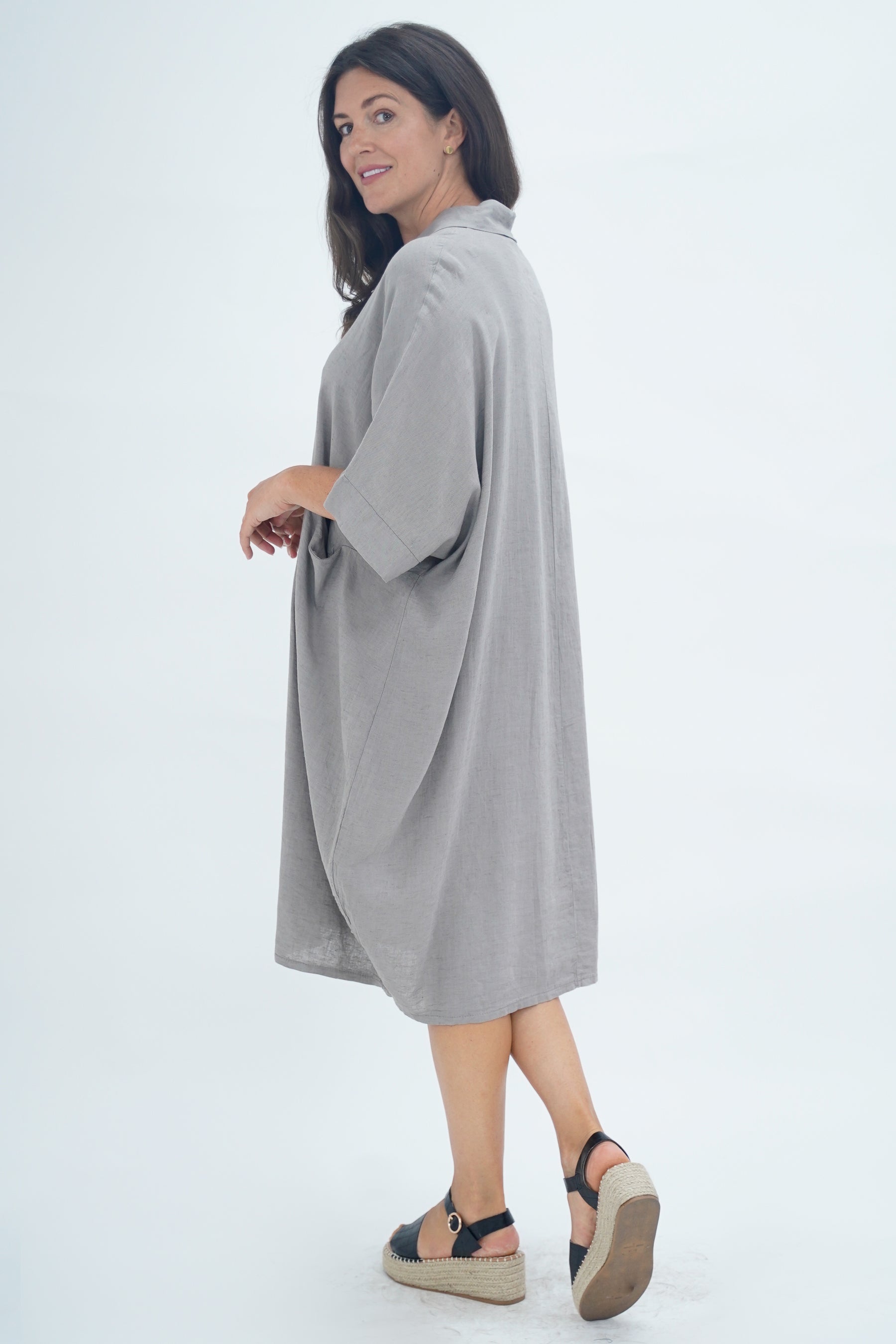 Made In Italy Verona Linen Pocket Dress
