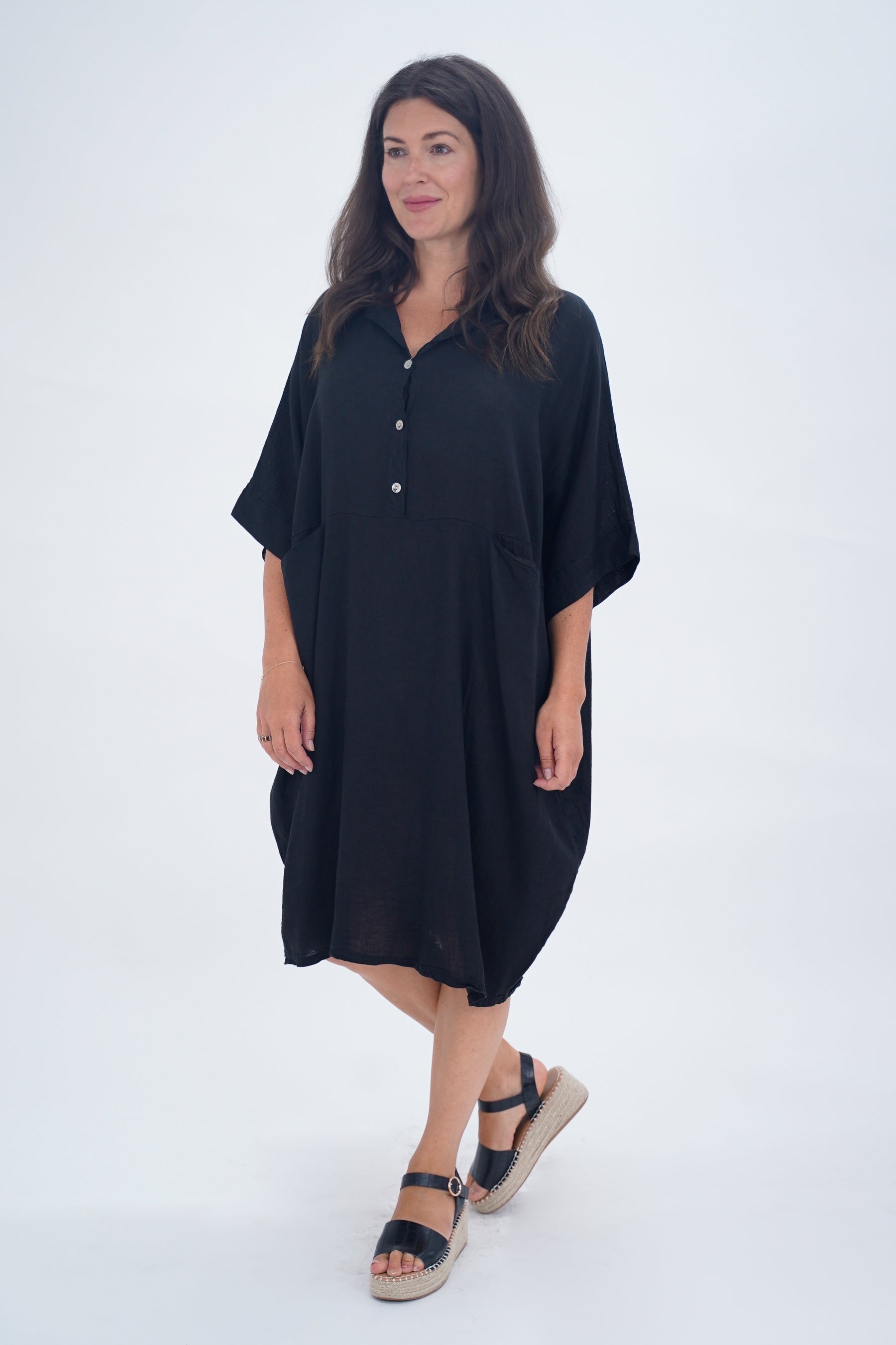 Made In Italy Verona Linen Pocket Dress