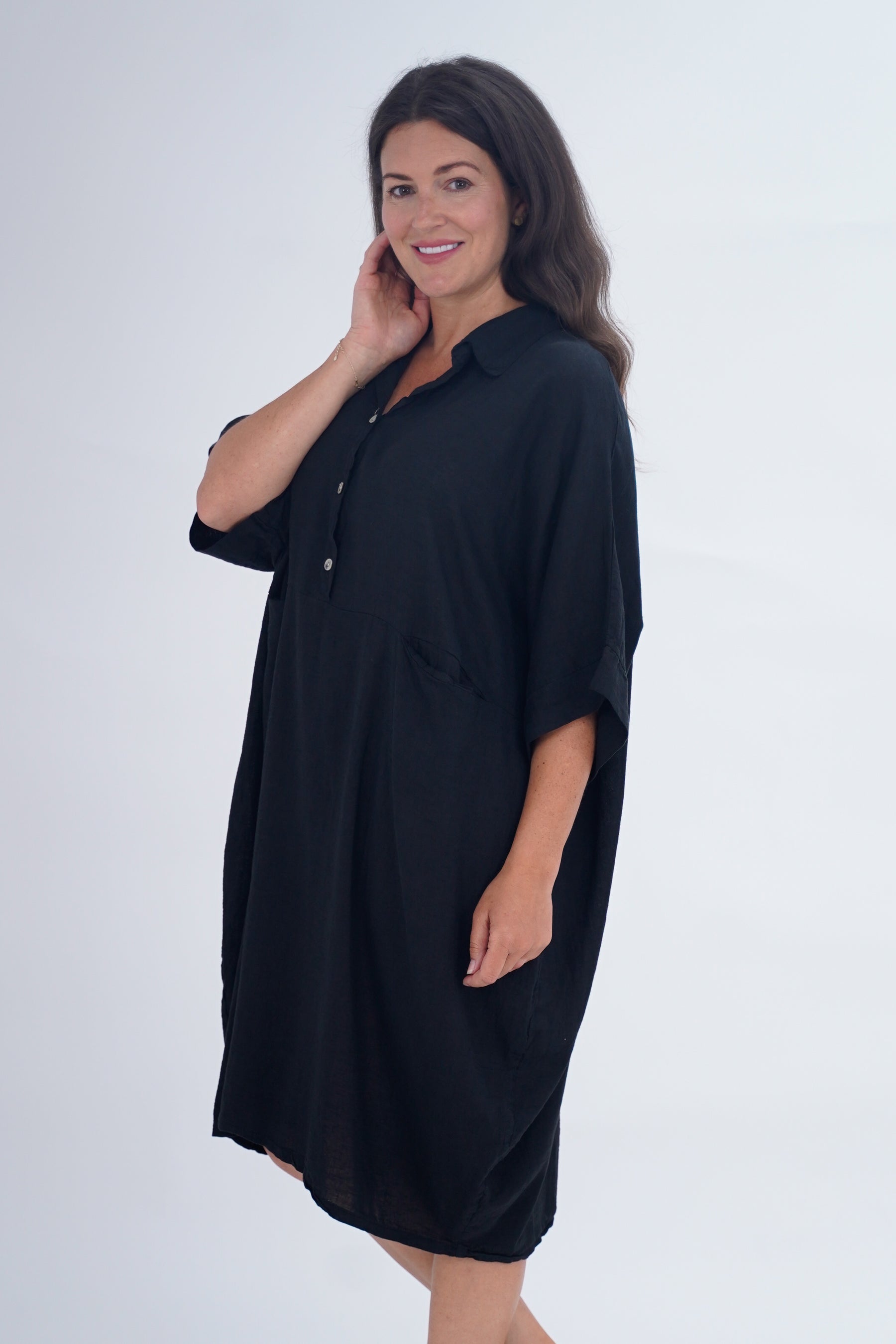 Made In Italy Verona Linen Pocket Dress