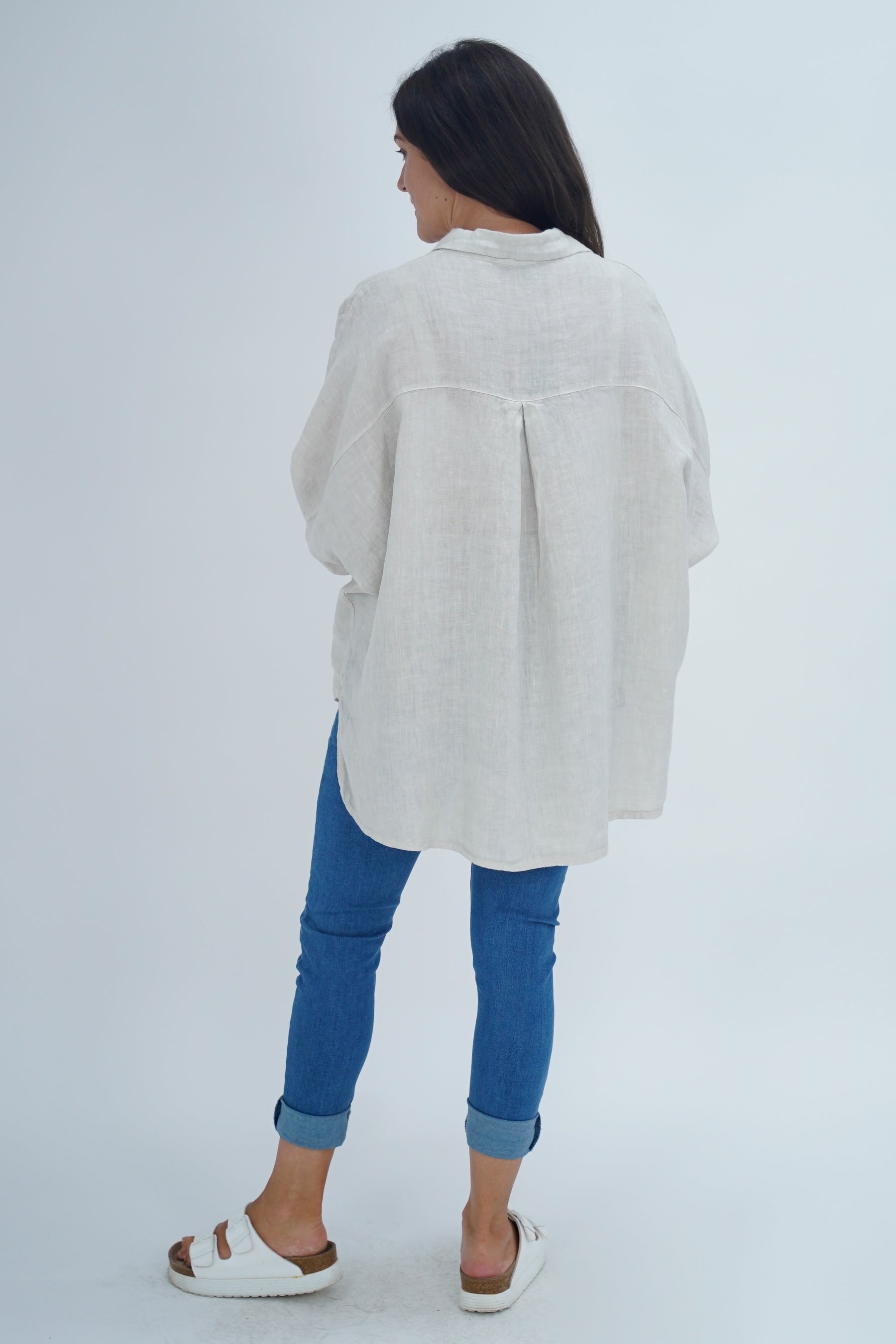 Made In Italy Milan Linen Button Shirt Top