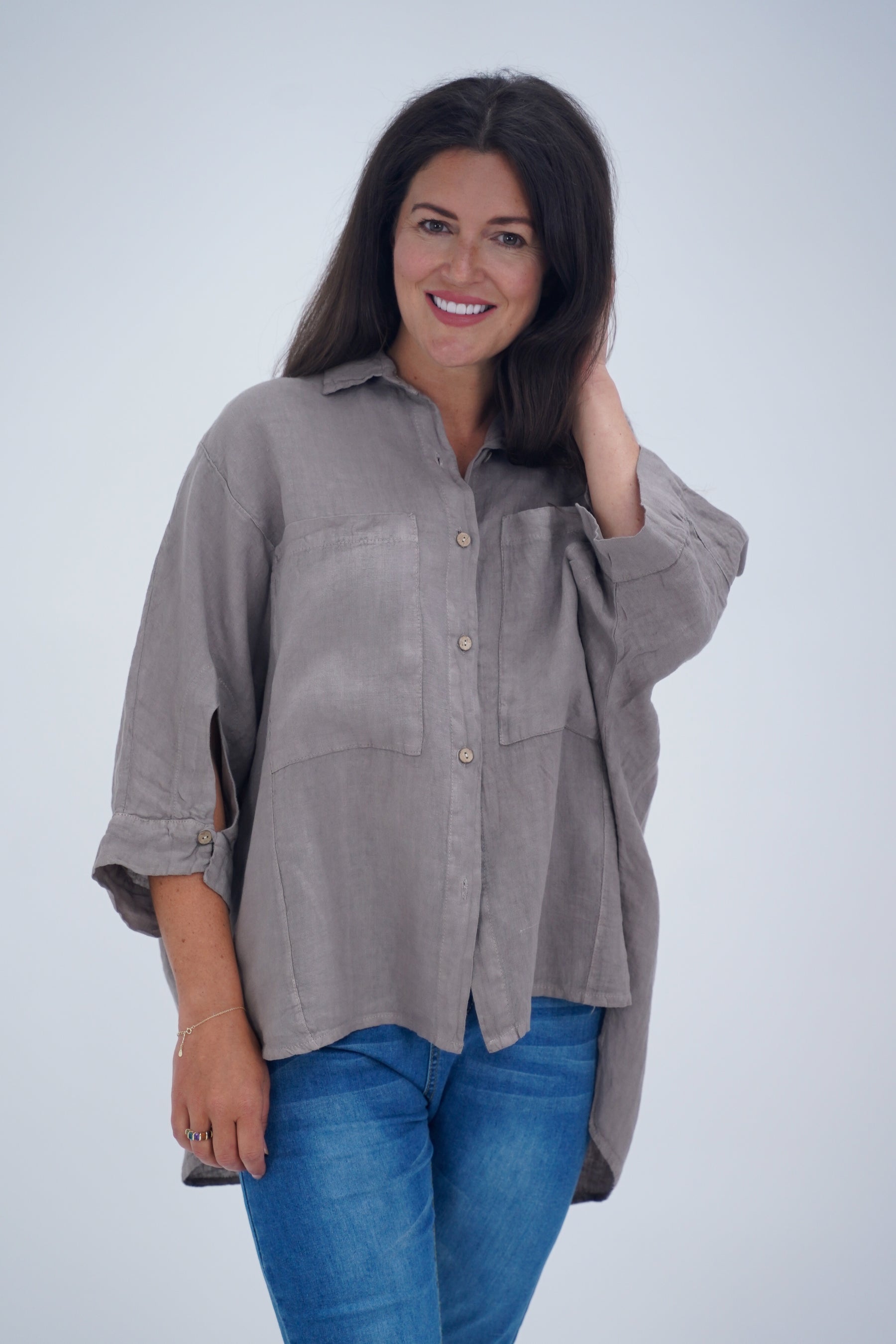 Made In Italy Milan Linen Button Shirt Top