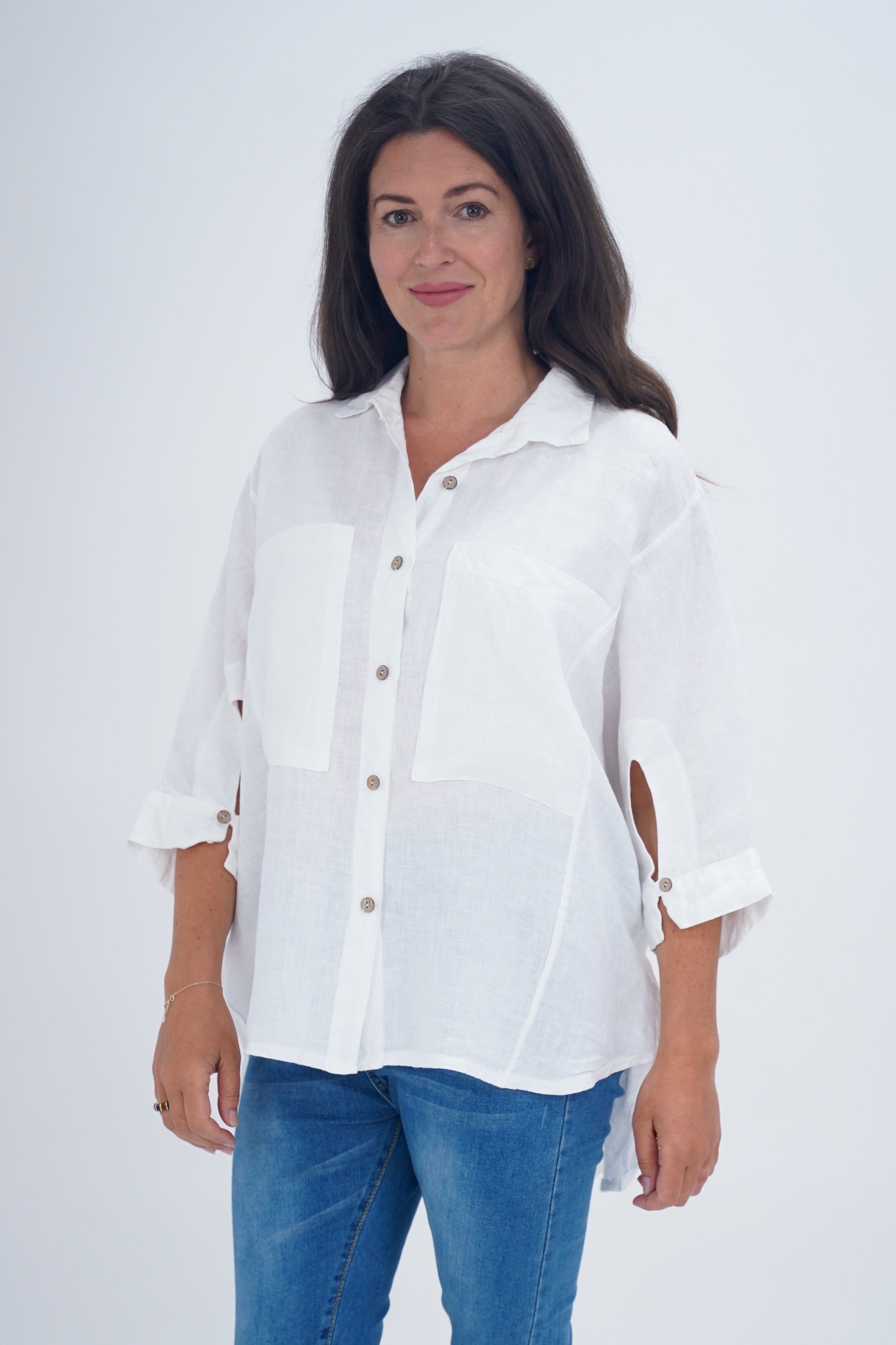 Made In Italy Milan Linen Button Shirt Top