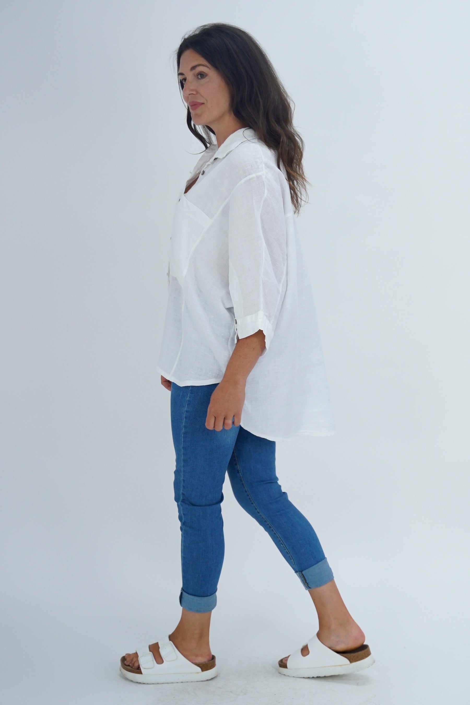 Made In Italy Milan Linen Button Shirt Top