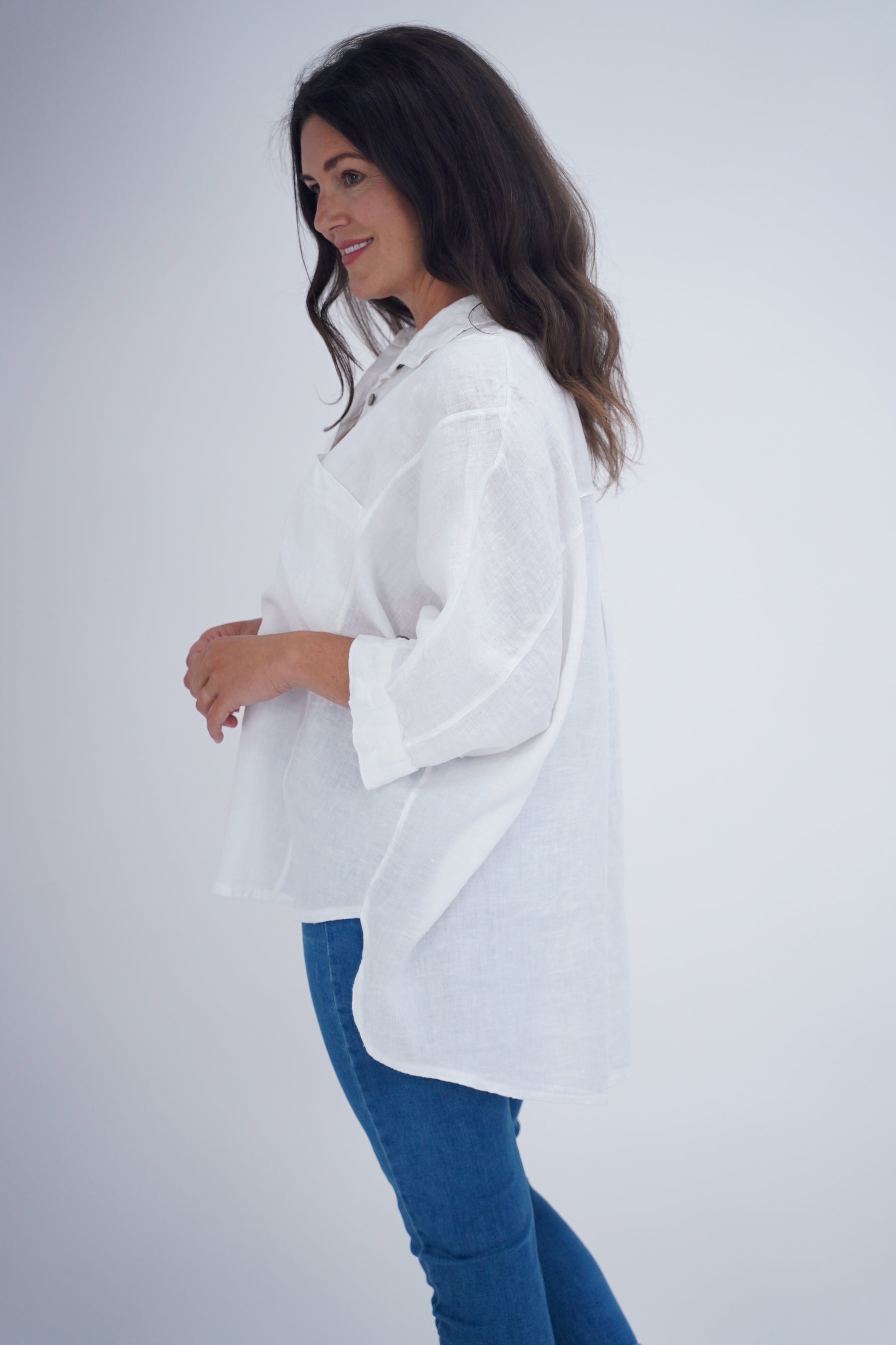 Made In Italy Milan Linen Button Shirt Top