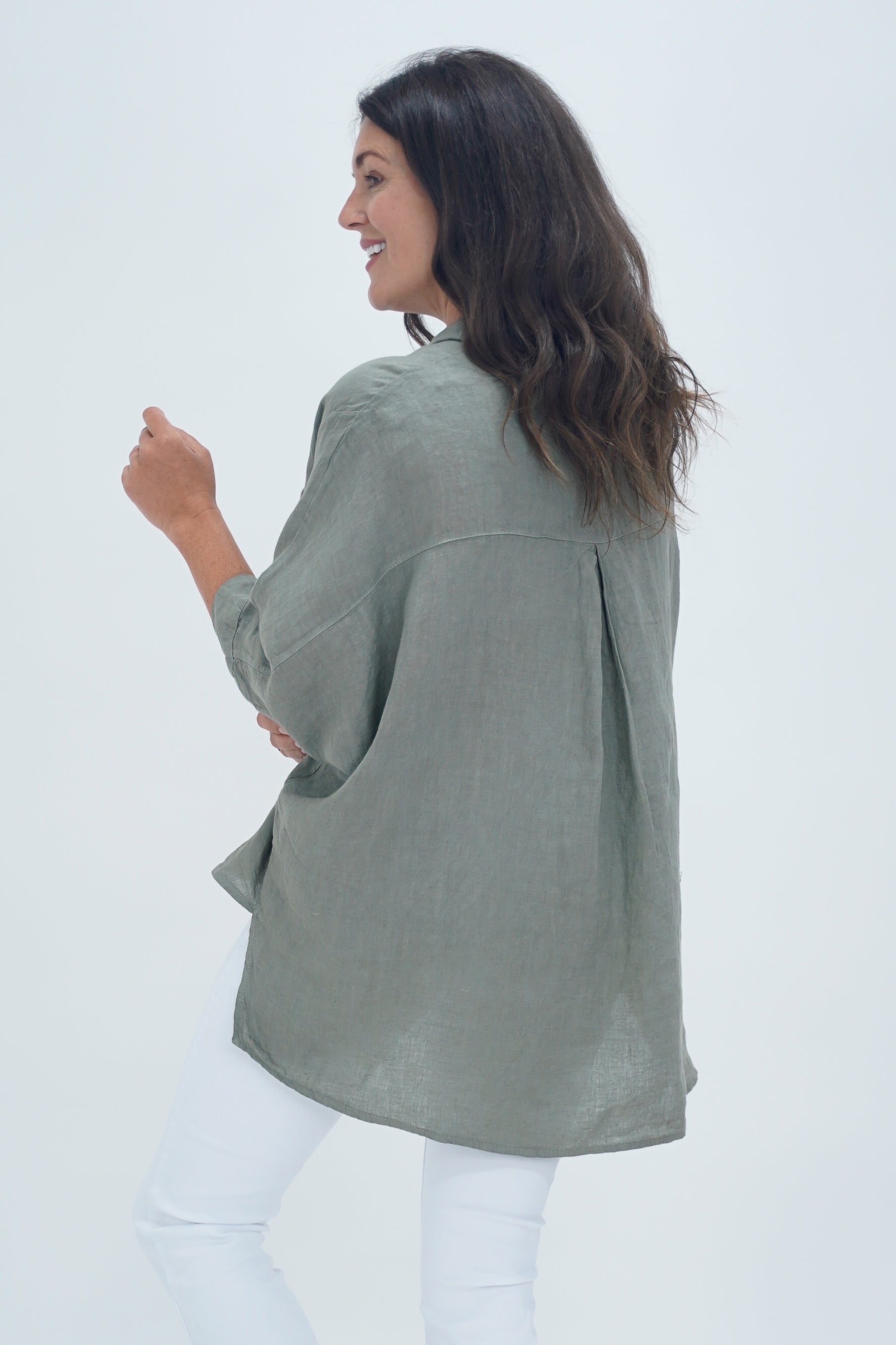 Made In Italy Milan Linen Button Shirt Top