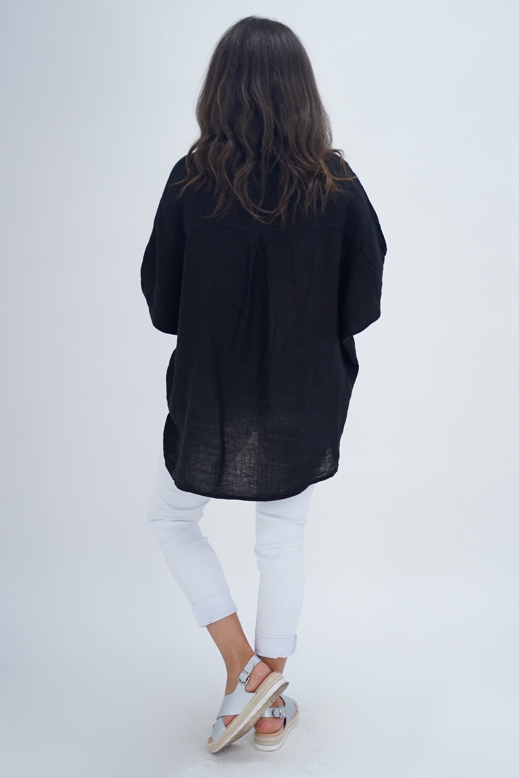 Made In Italy Milan Linen Button Shirt Top