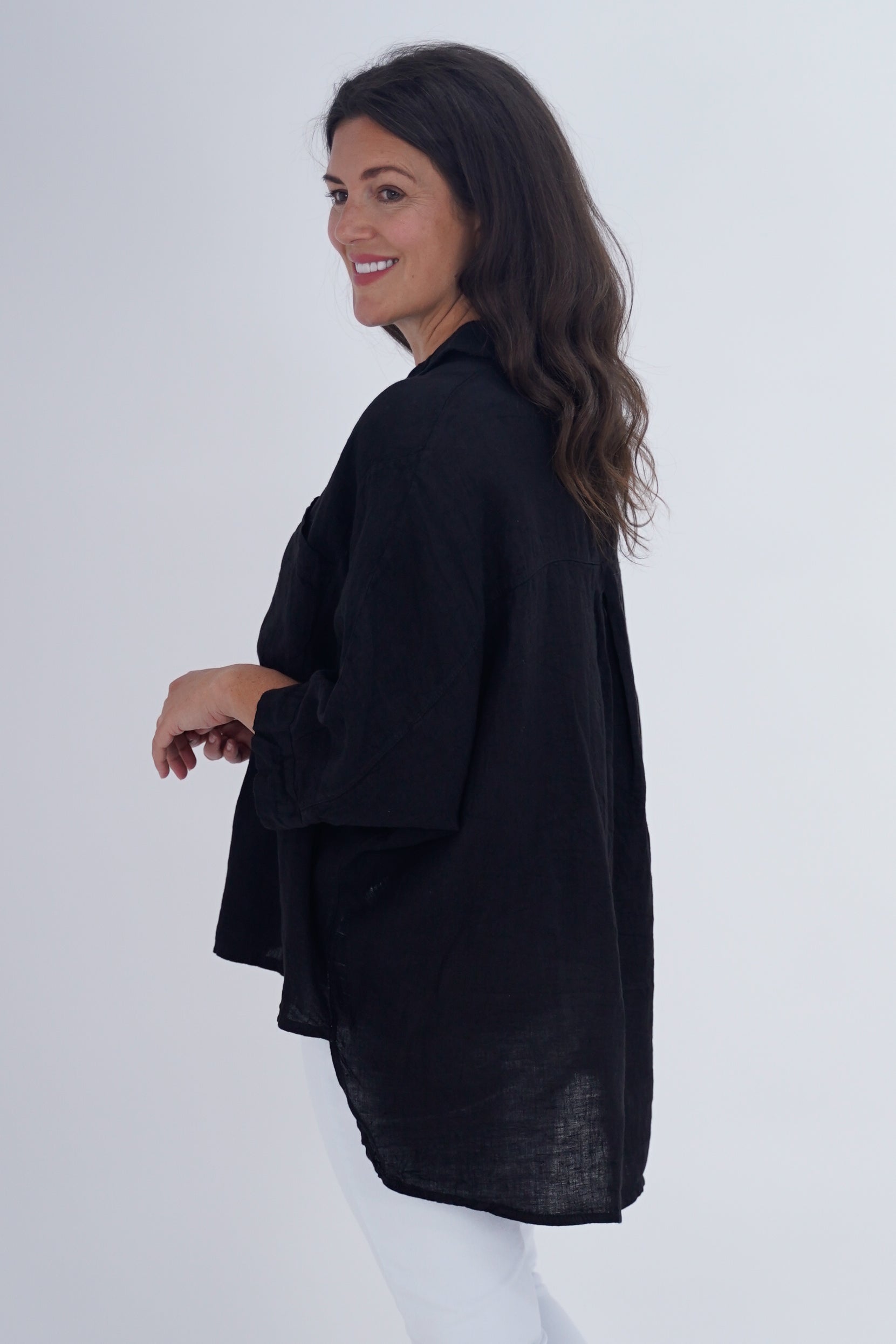 Made In Italy Milan Linen Button Shirt Top