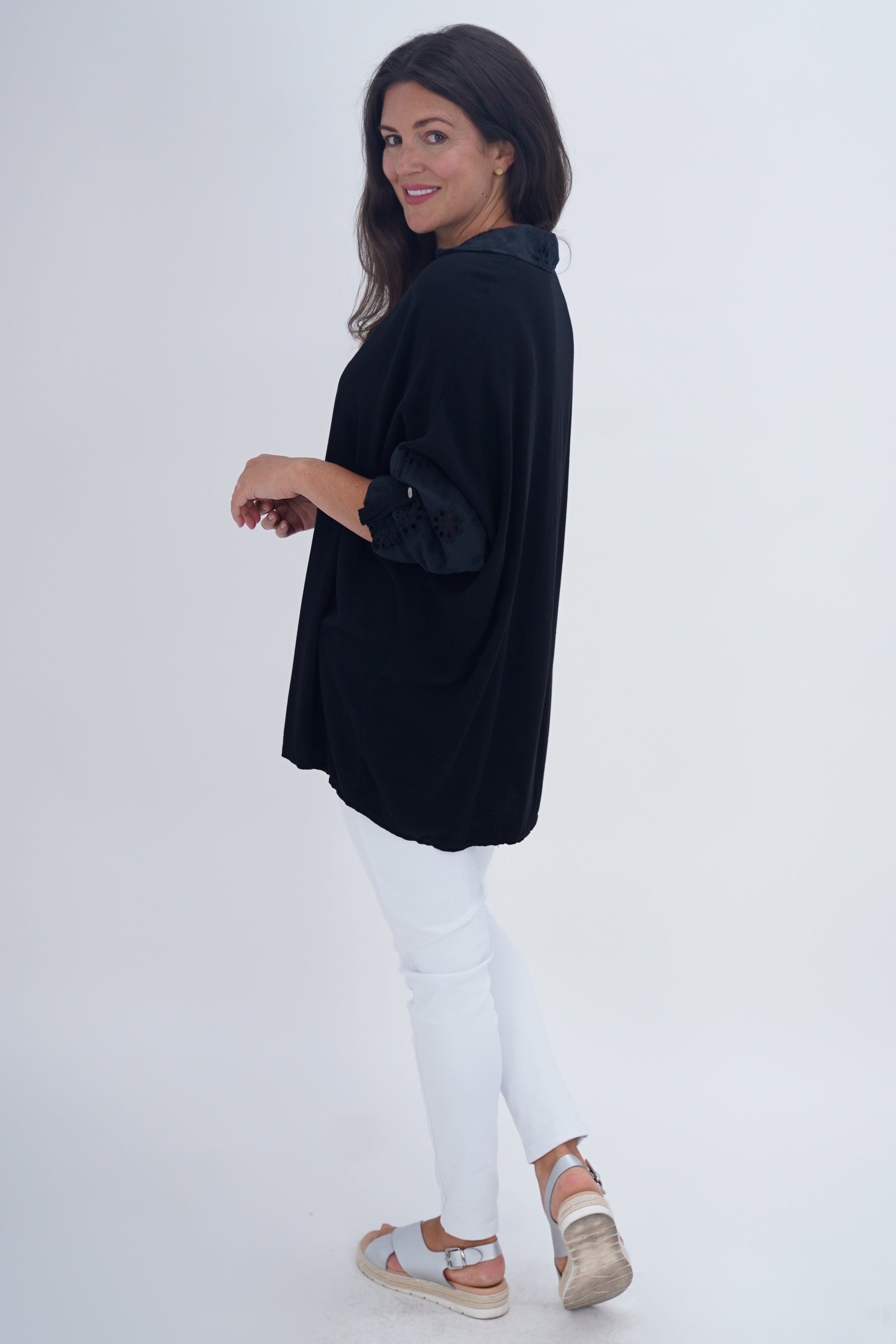 Made In Italy Turin Crotchet Blouse Top