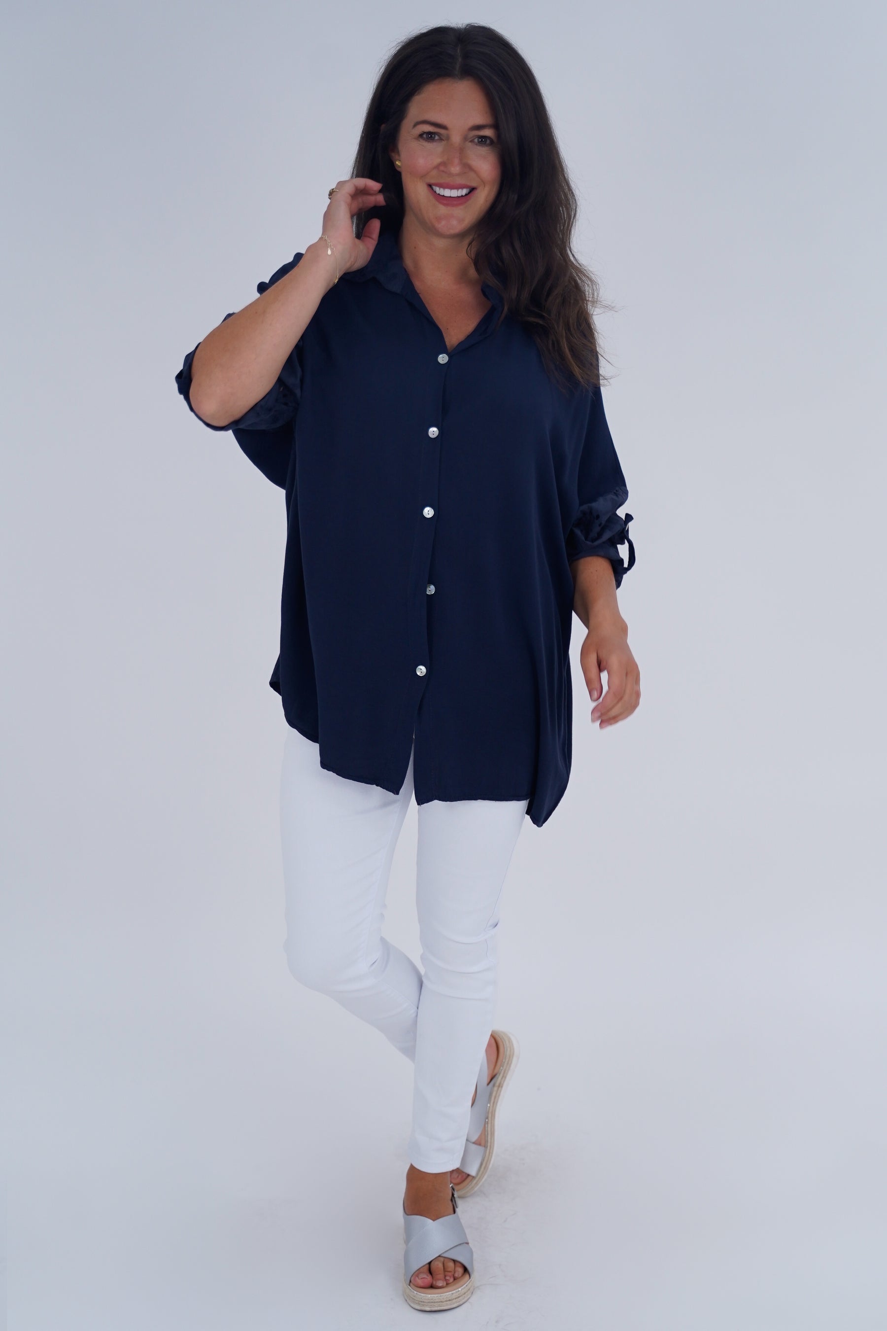 Made In Italy Turin Crotchet Blouse Top