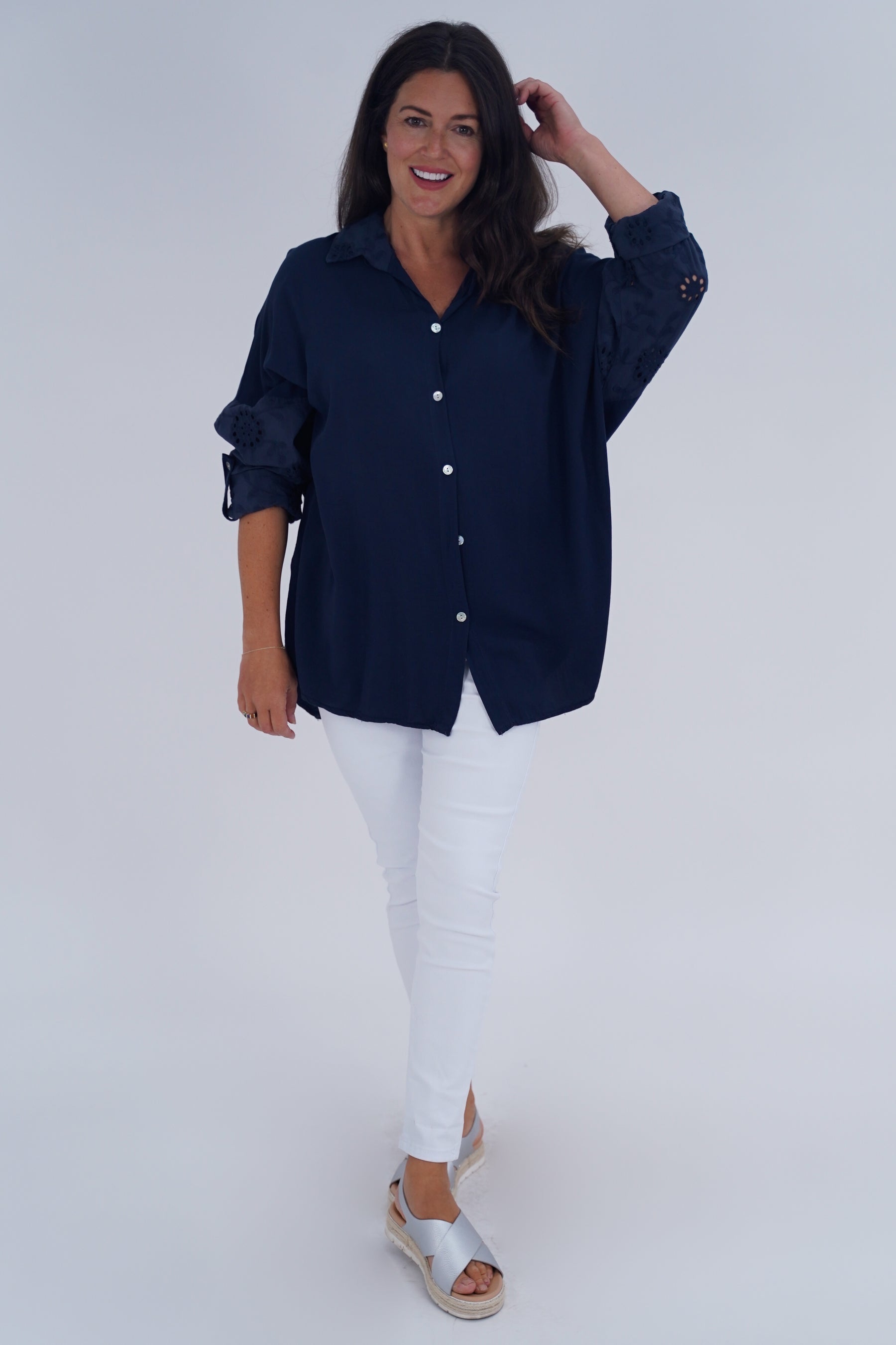 Made In Italy Turin Crotchet Blouse Top