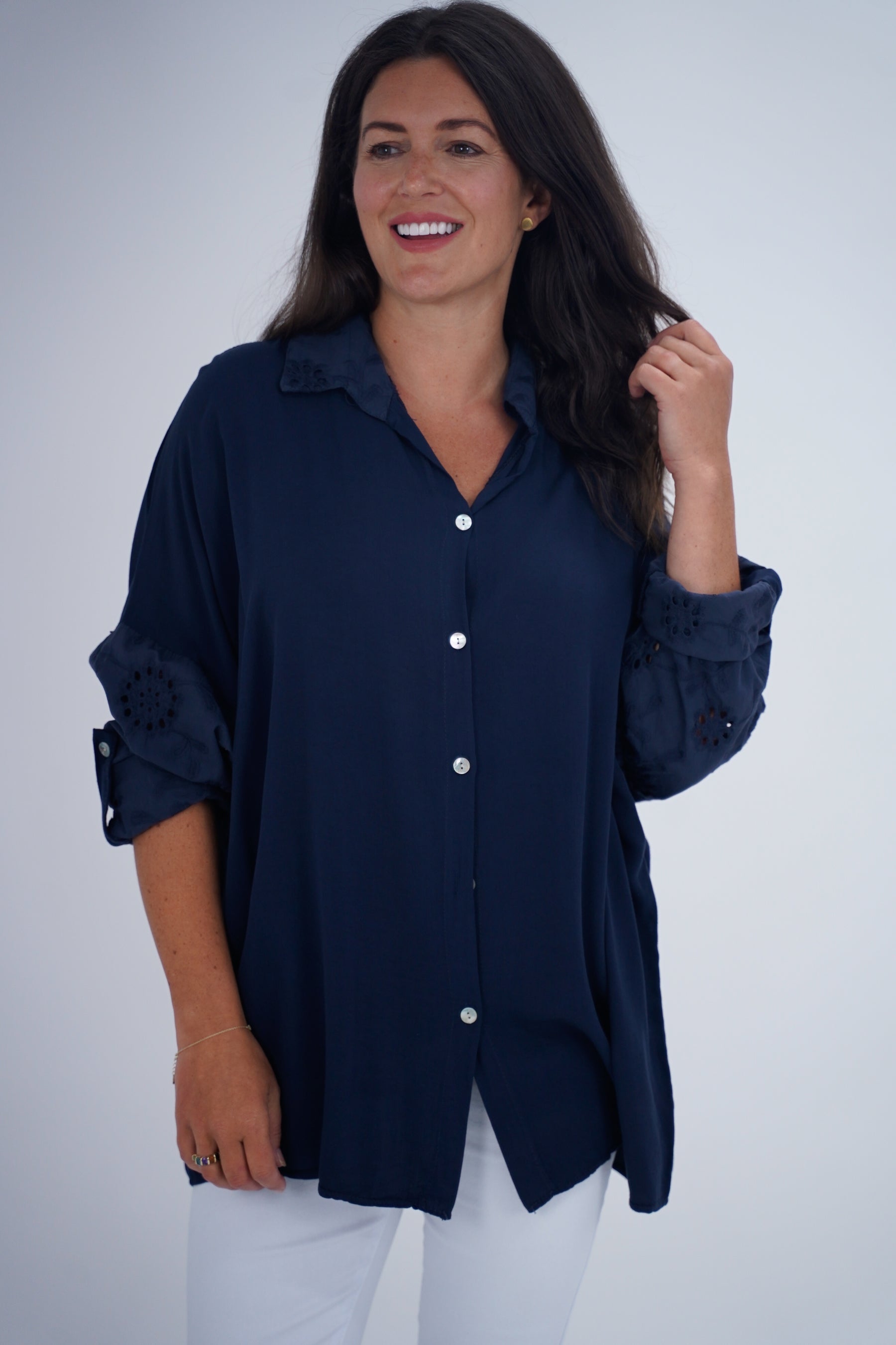 Made In Italy Turin Crotchet Blouse Top