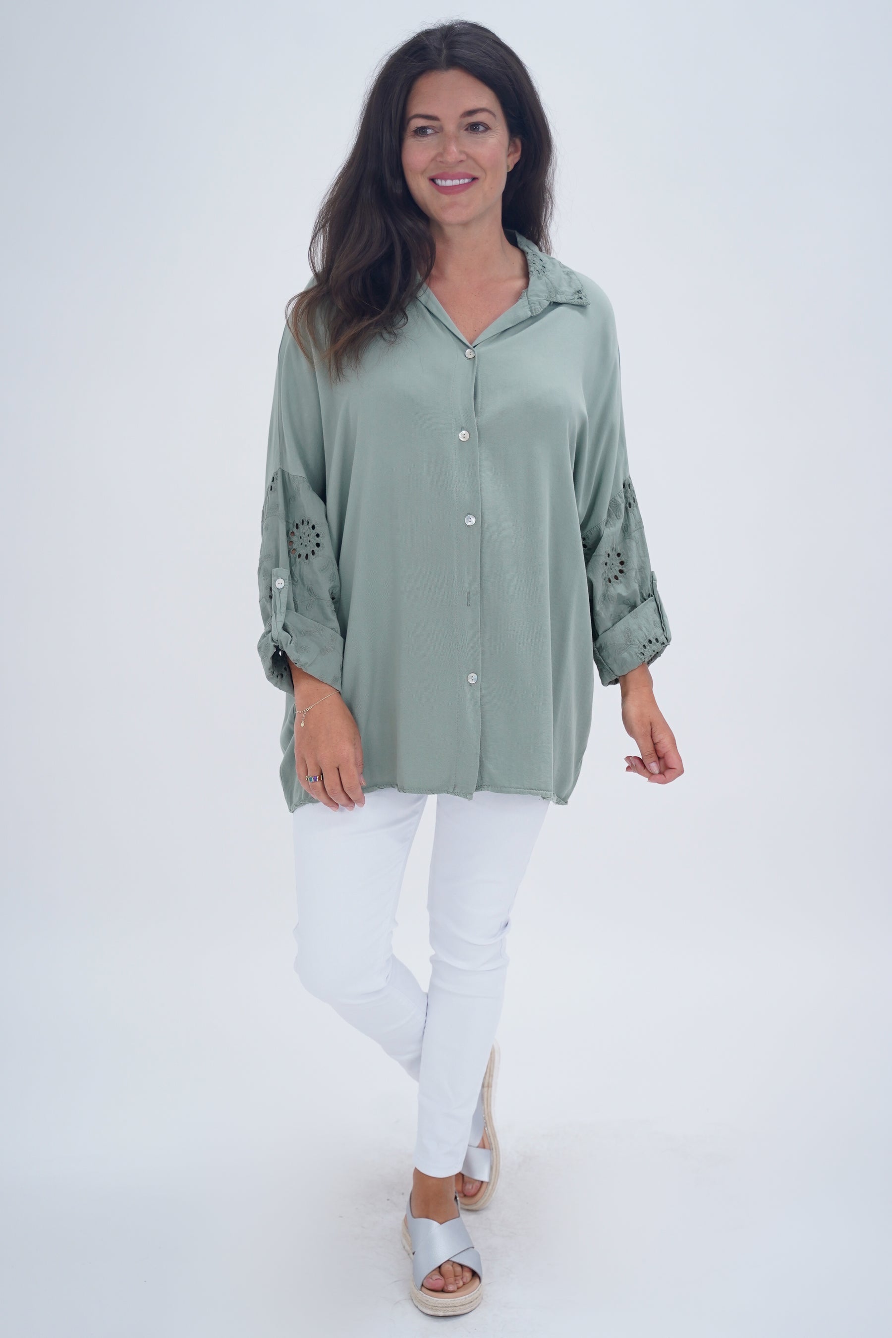 Made In Italy Turin Crotchet Blouse Top