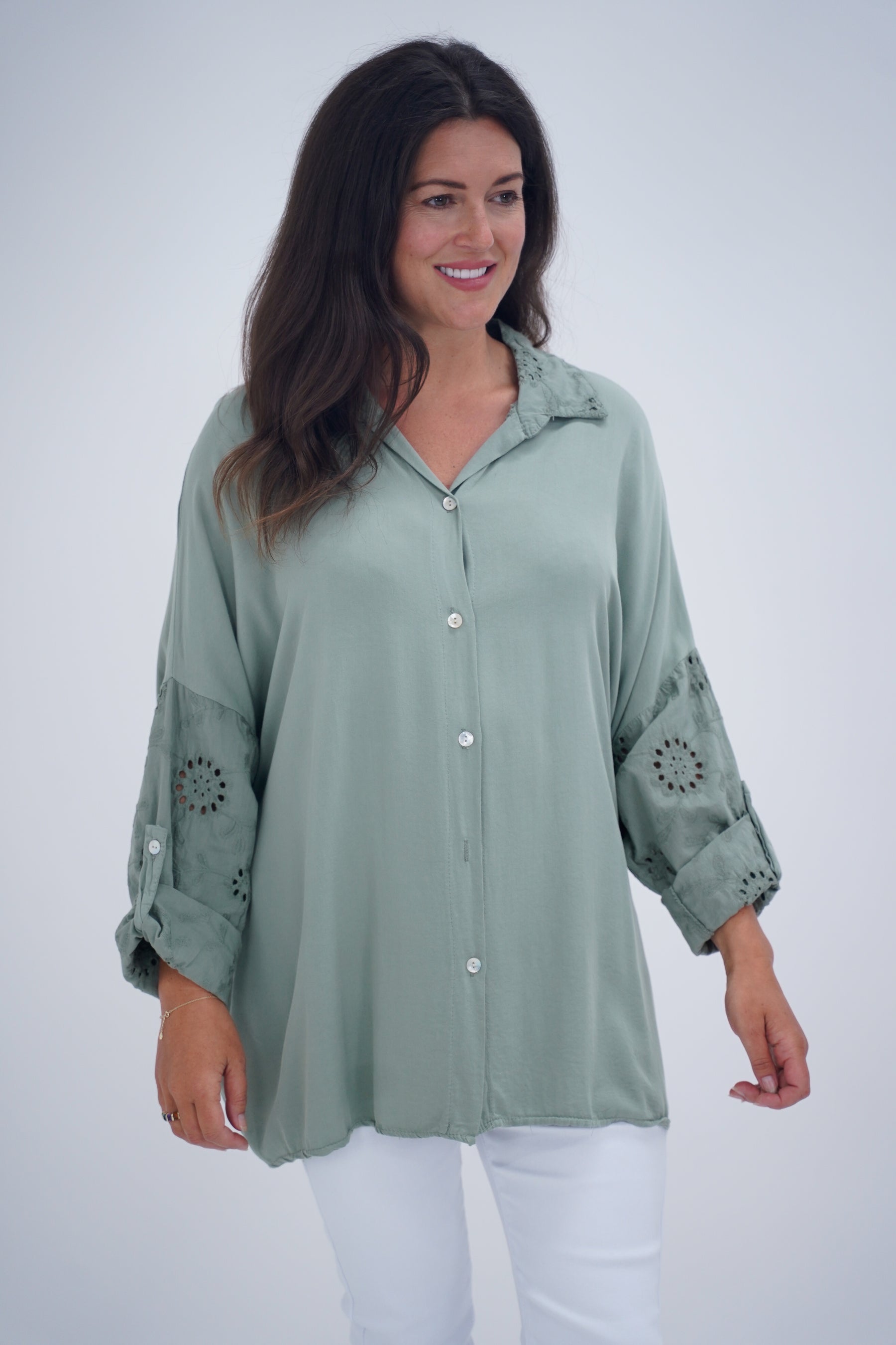 Made In Italy Turin Crotchet Blouse Top