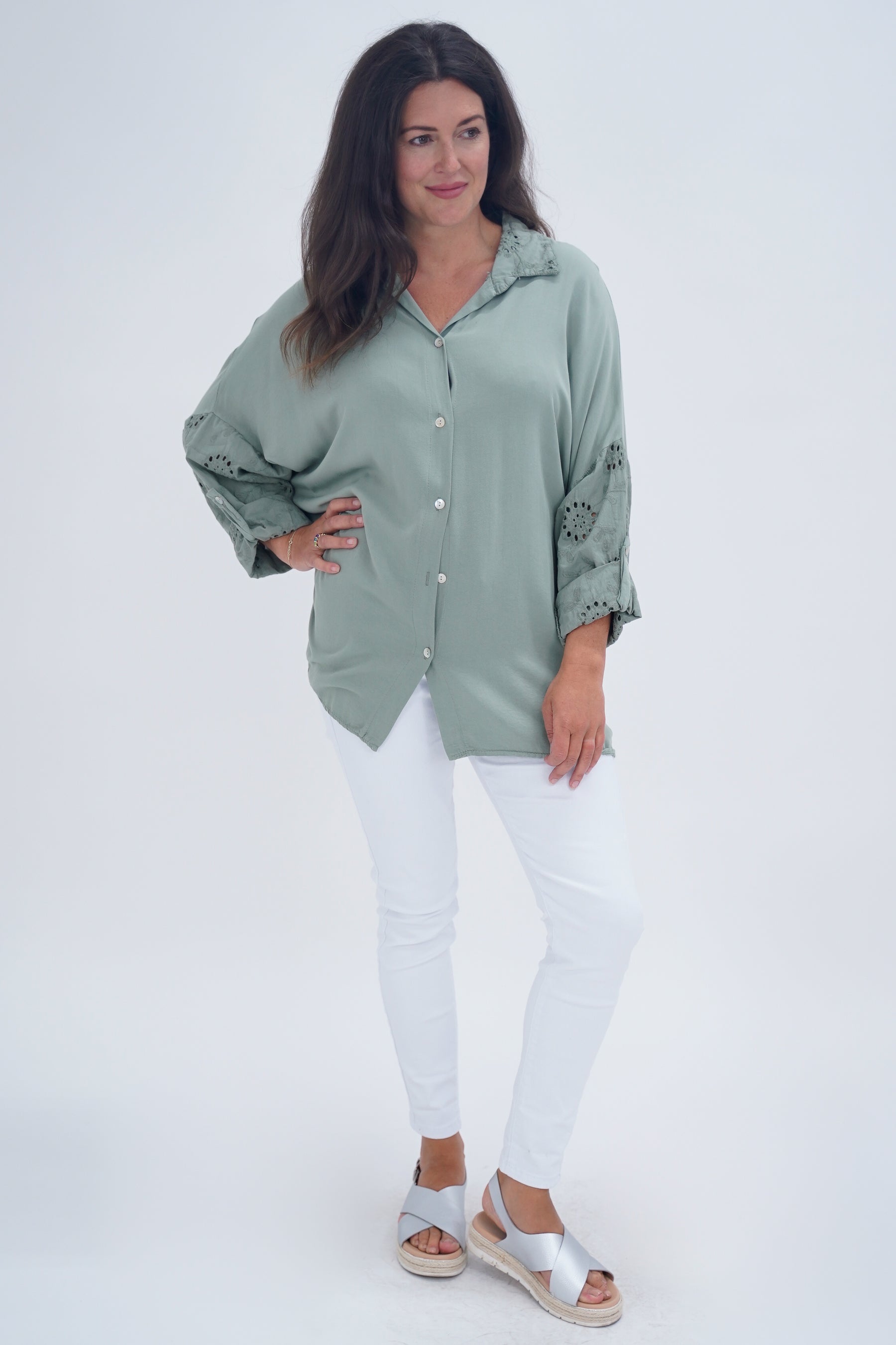 Made In Italy Turin Crotchet Blouse Top