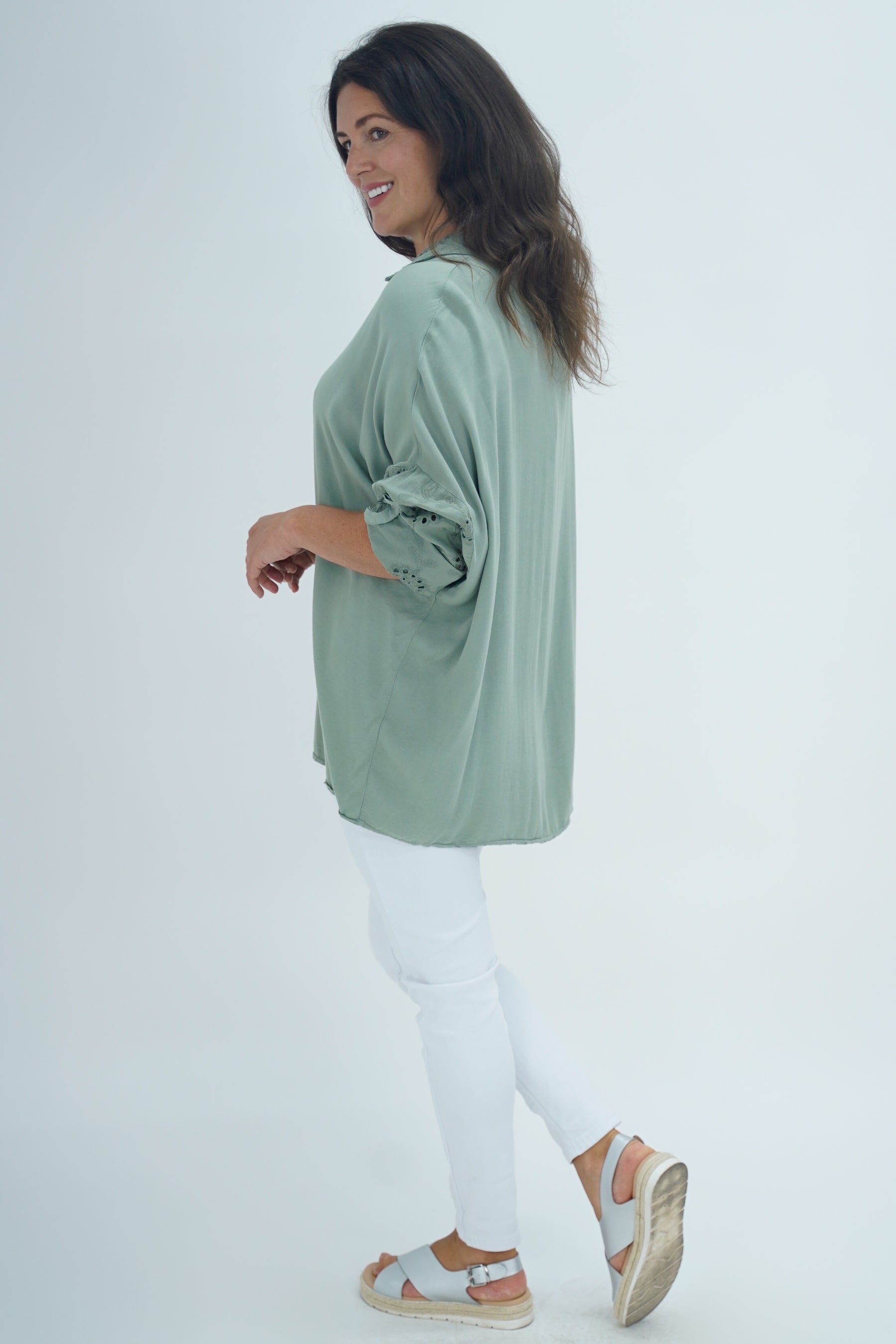 Made In Italy Turin Crotchet Blouse Top