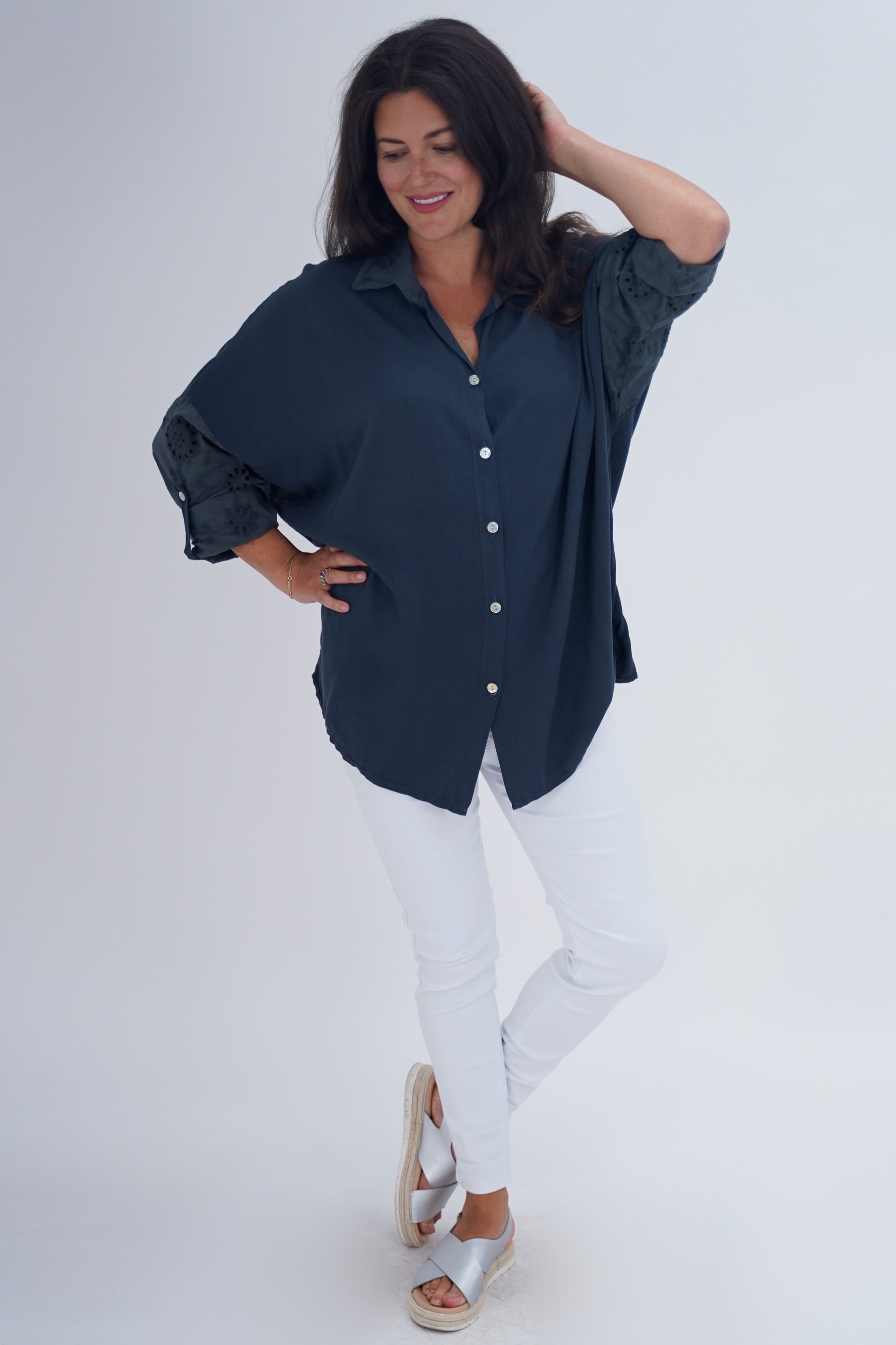 Made In Italy Turin Crotchet Blouse Top