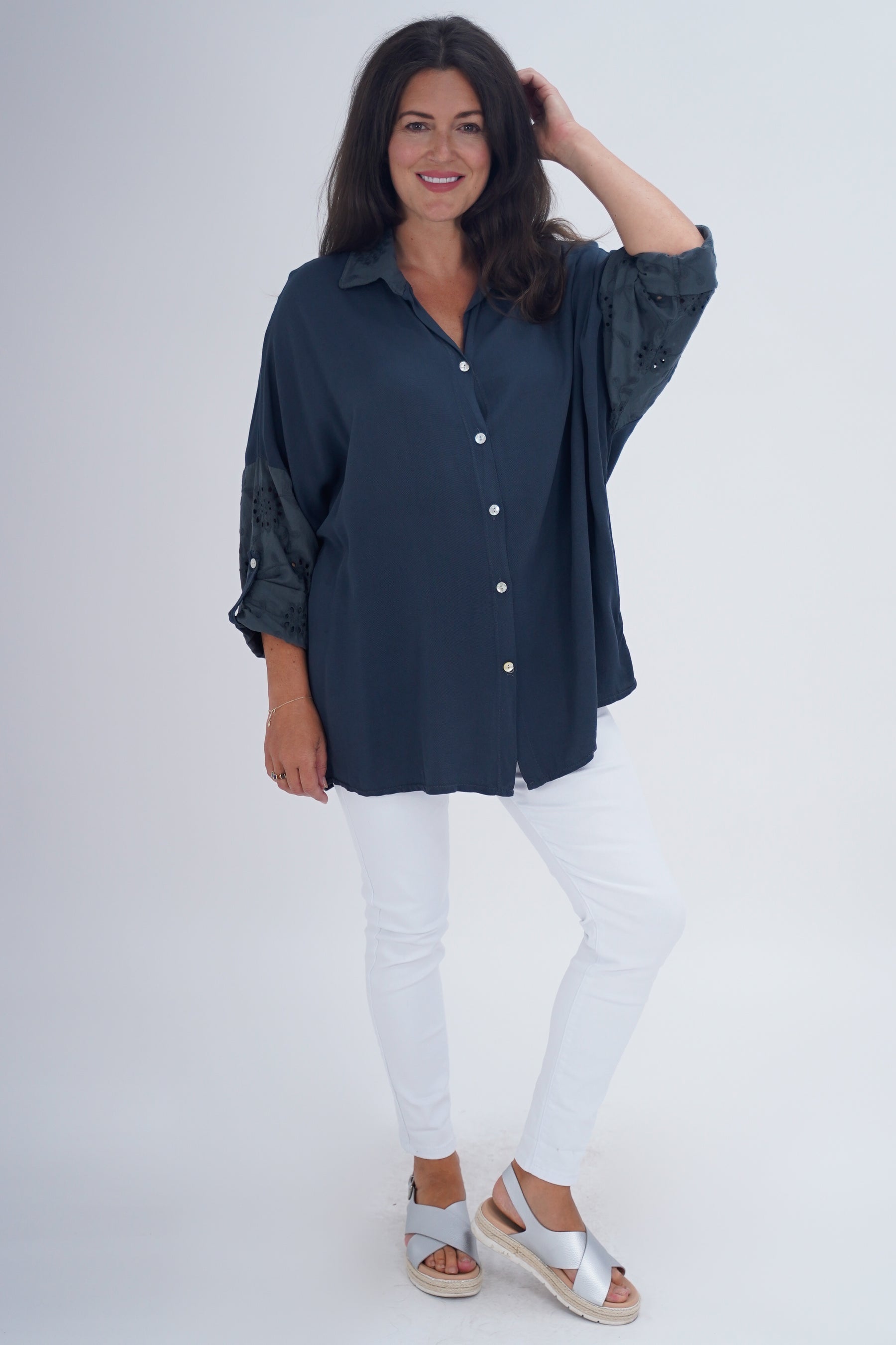 Made In Italy Turin Crotchet Blouse Top