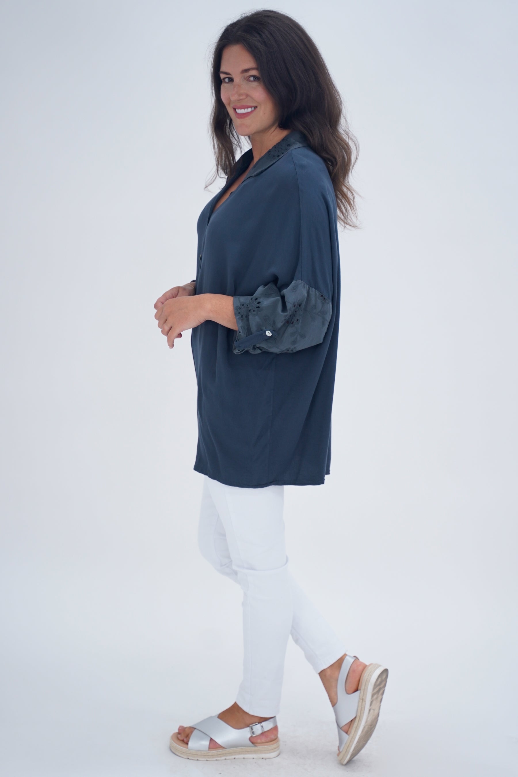 Made In Italy Turin Crotchet Blouse Top