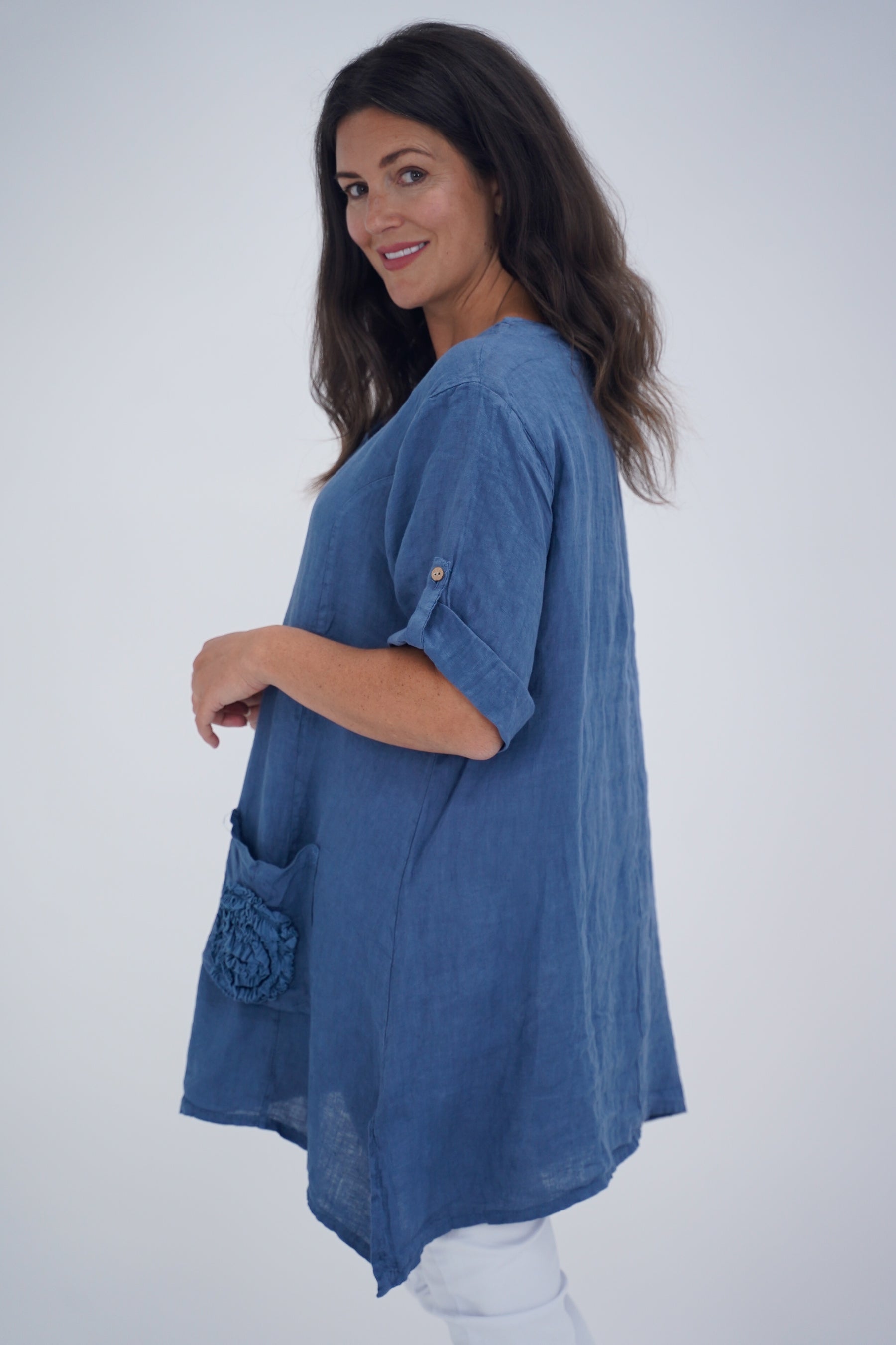 Made In Italy Venice Linen Pendant Tunic Top