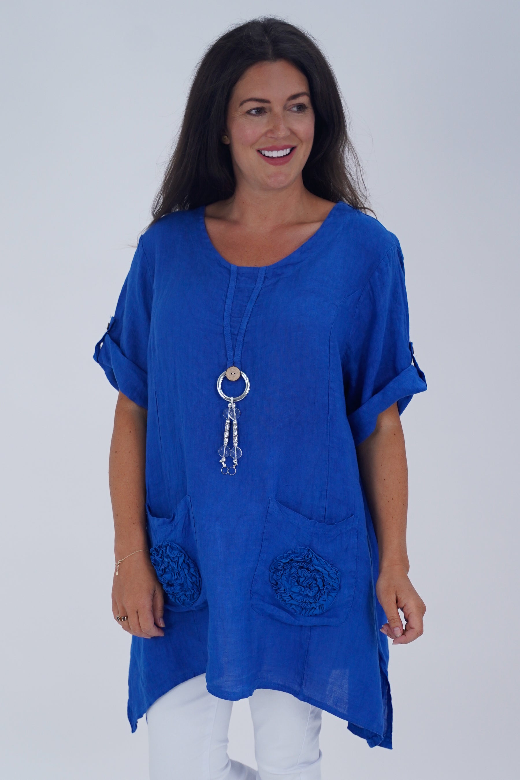 Made In Italy Venice Linen Pendant Tunic Top