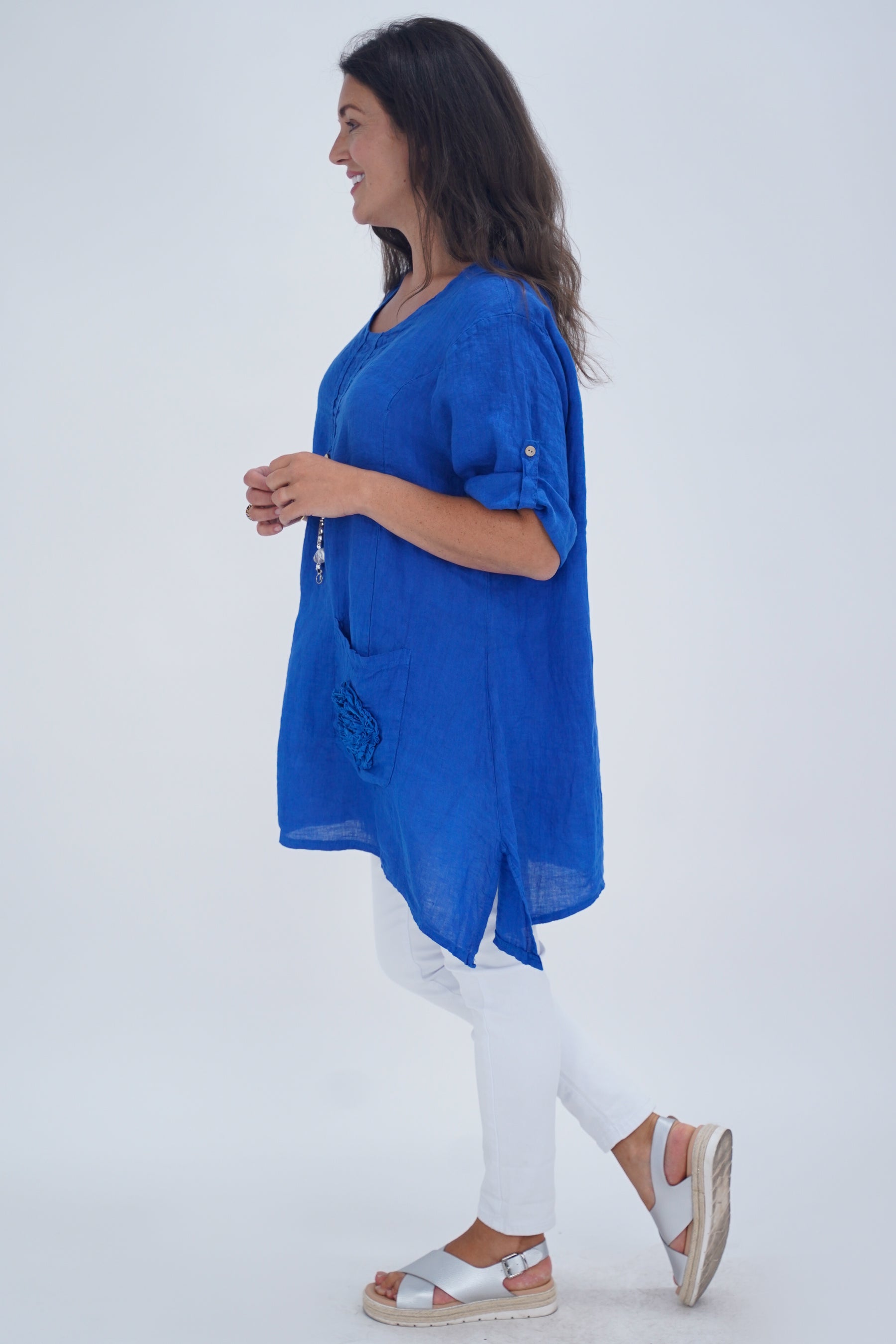 Made In Italy Venice Linen Pendant Tunic Top
