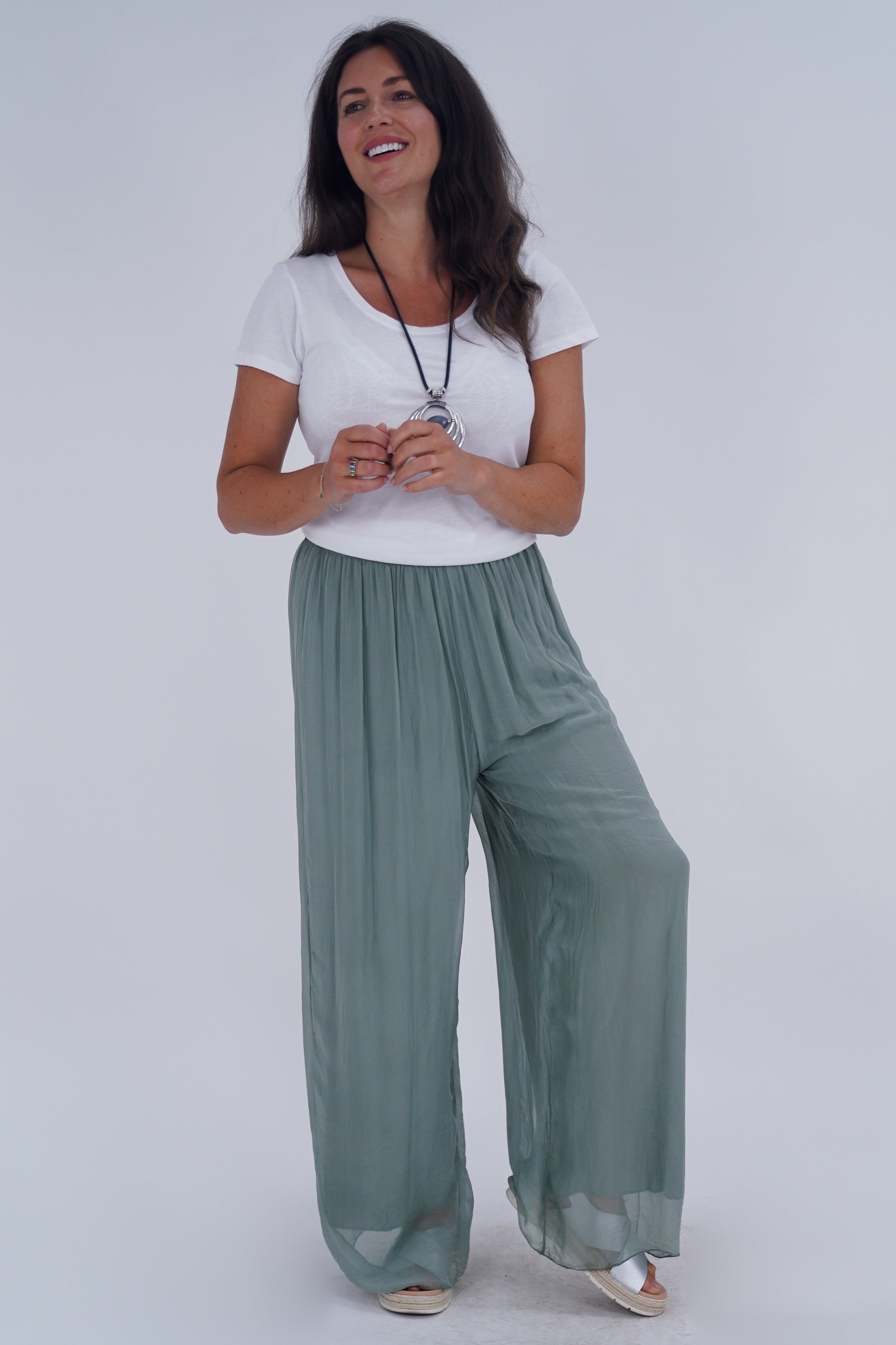 Made In Italy Arabella Pure Silk Trousers
