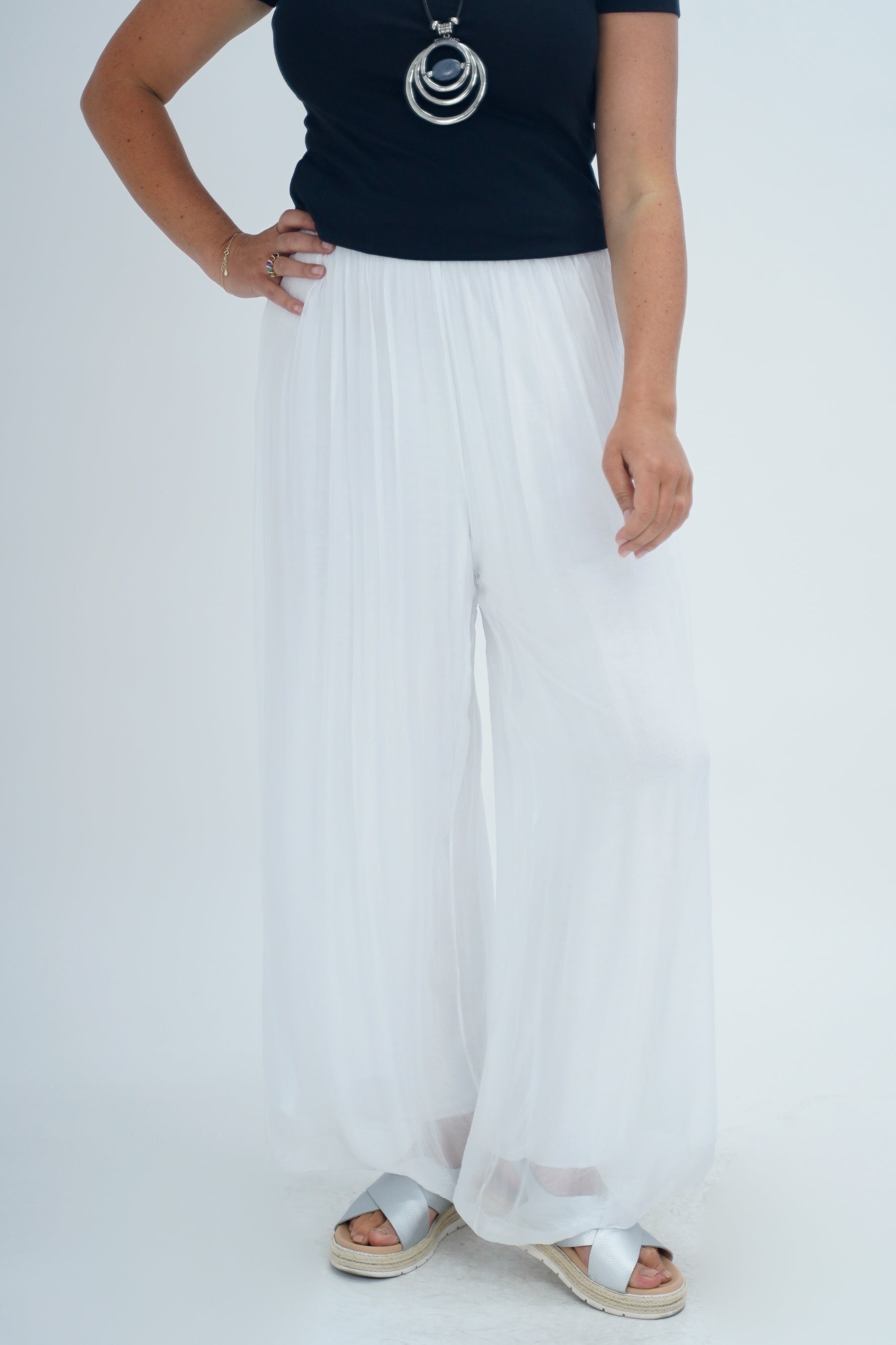 Made In Italy Arabella Pure Silk Trousers