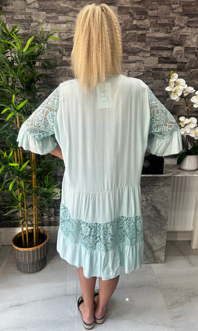 Made In Italy Zoey Crotchet Lace Dress - Mint Green