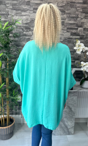 Made In Italy Tilly Embroidered Top - Turquoise