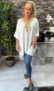Made In Italy Tilly Embroidered Top - White
