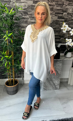 Made In Italy Tilly Embroidered Top - White