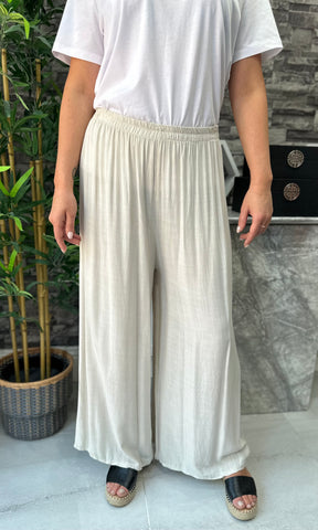 Made In Italy Chloe Palazzo Trousers - Beige