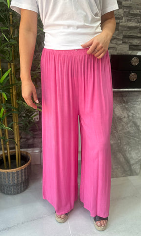 Made In Italy Chloe Palazzo Trousers - Fuchsia