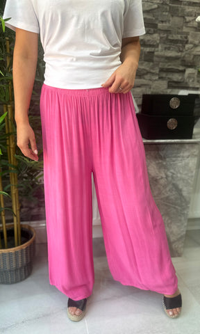 Made In Italy Chloe Palazzo Trousers - Fuchsia