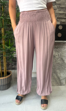Made In Italy Tina Harem Pants - Dusty Pink
