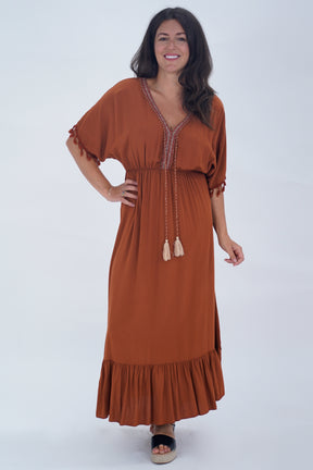 Made In Italy Amalfi Plain Tie Detail Dress