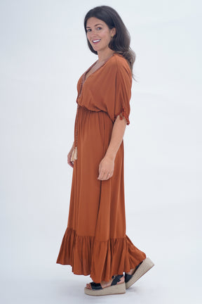 Made In Italy Amalfi Plain Tie Detail Dress
