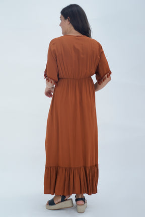 Made In Italy Amalfi Plain Tie Detail Dress