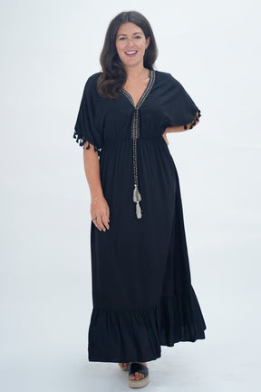 Made In Italy Amalfi Plain Tie Detail Dress