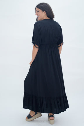 Made In Italy Amalfi Plain Tie Detail Dress